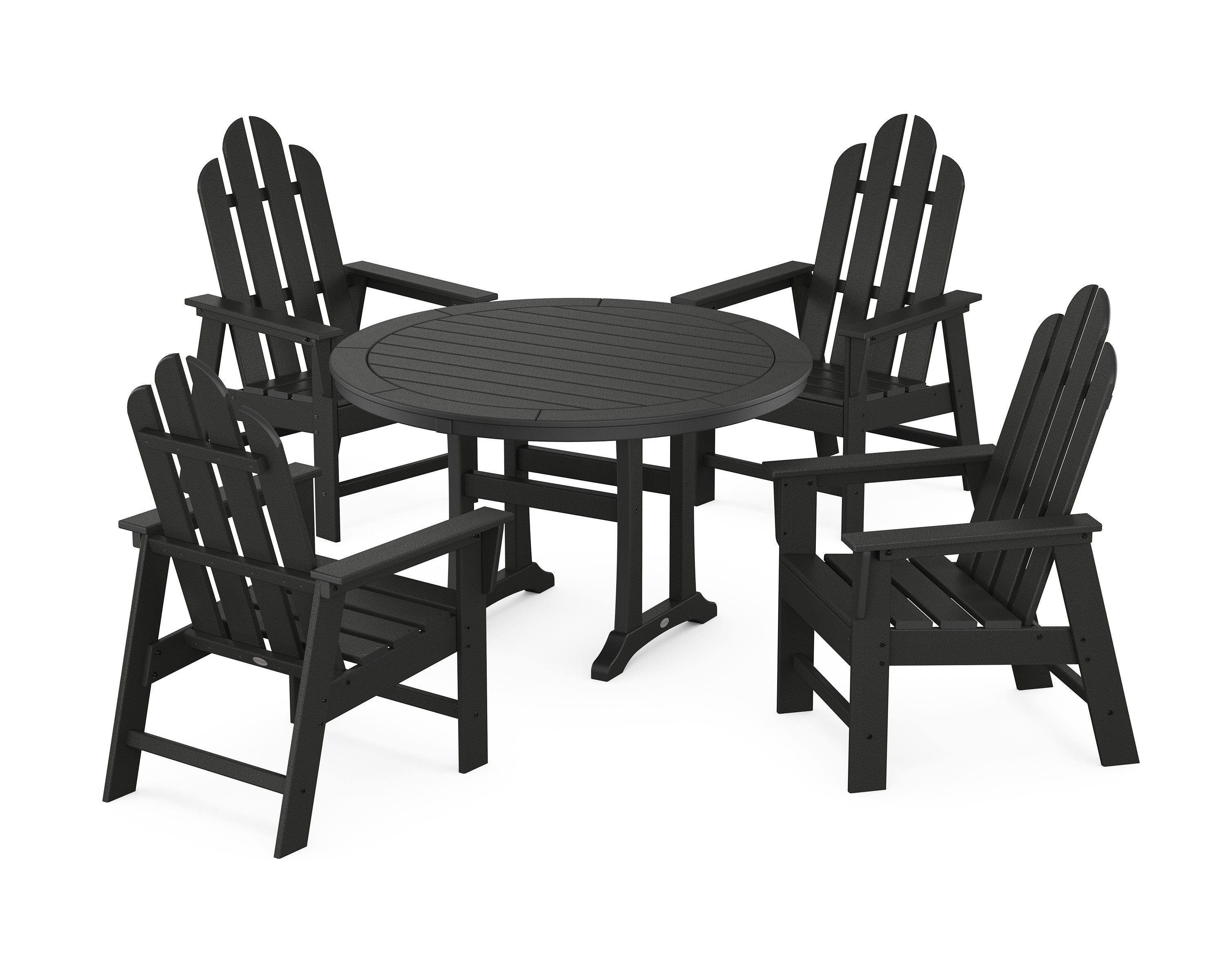 Long Island 5-Piece Round Dining Set with Trestle Legs in Black