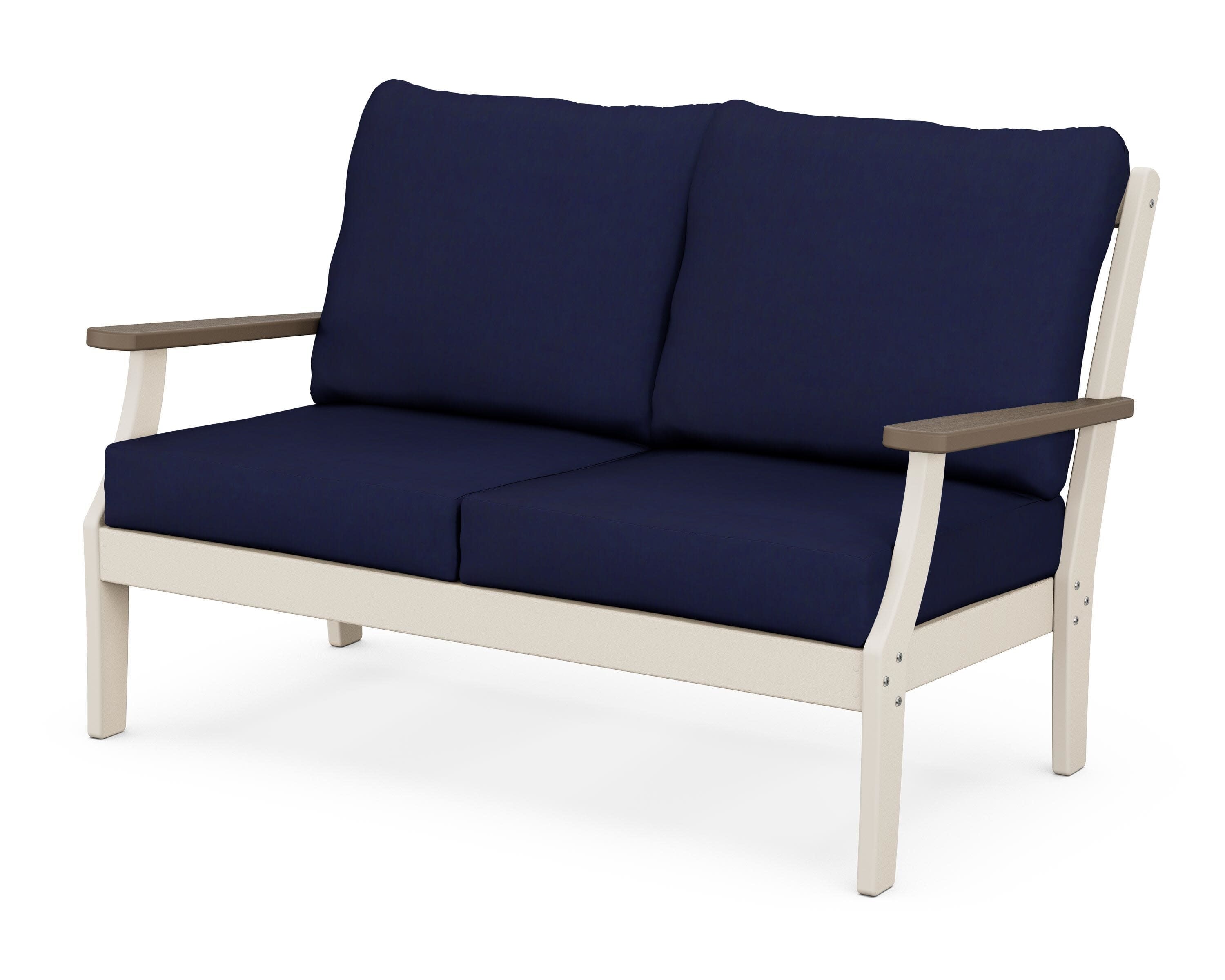 Braxton Deep Seating Loveseat in Sand / Kona / Navy