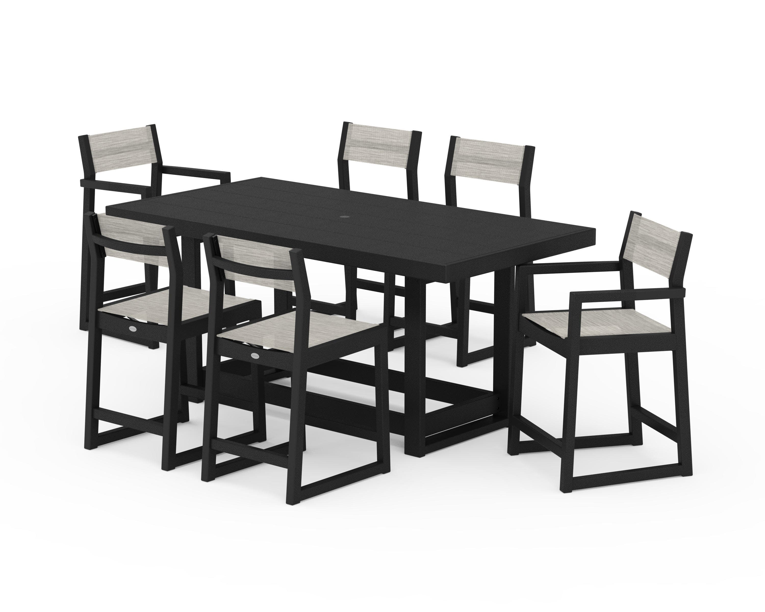 EDGE Sling 7-Piece Counter Table Set in Black / Birch Sling