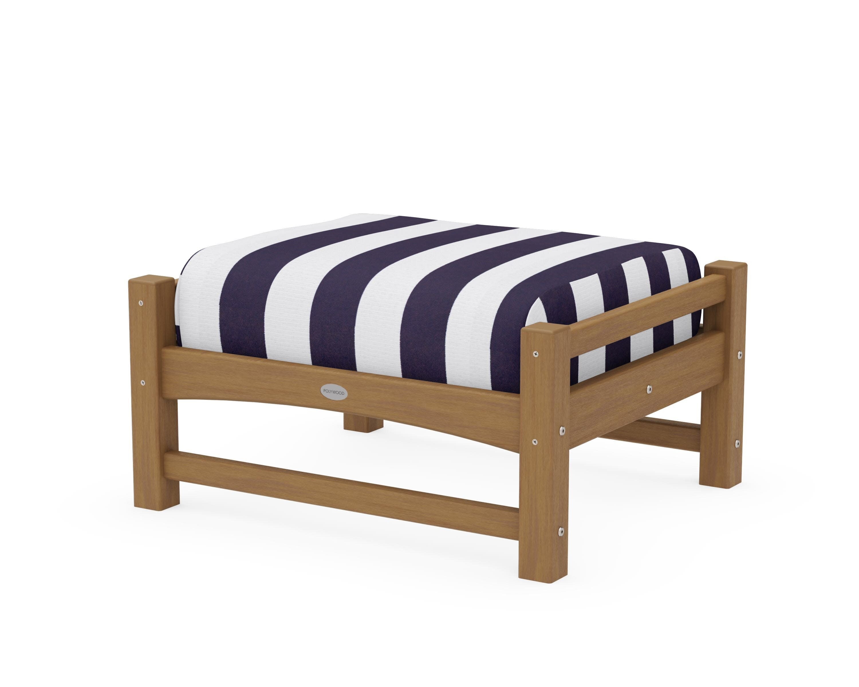 Club Ottoman in Natural / Cabana Stripe Navy