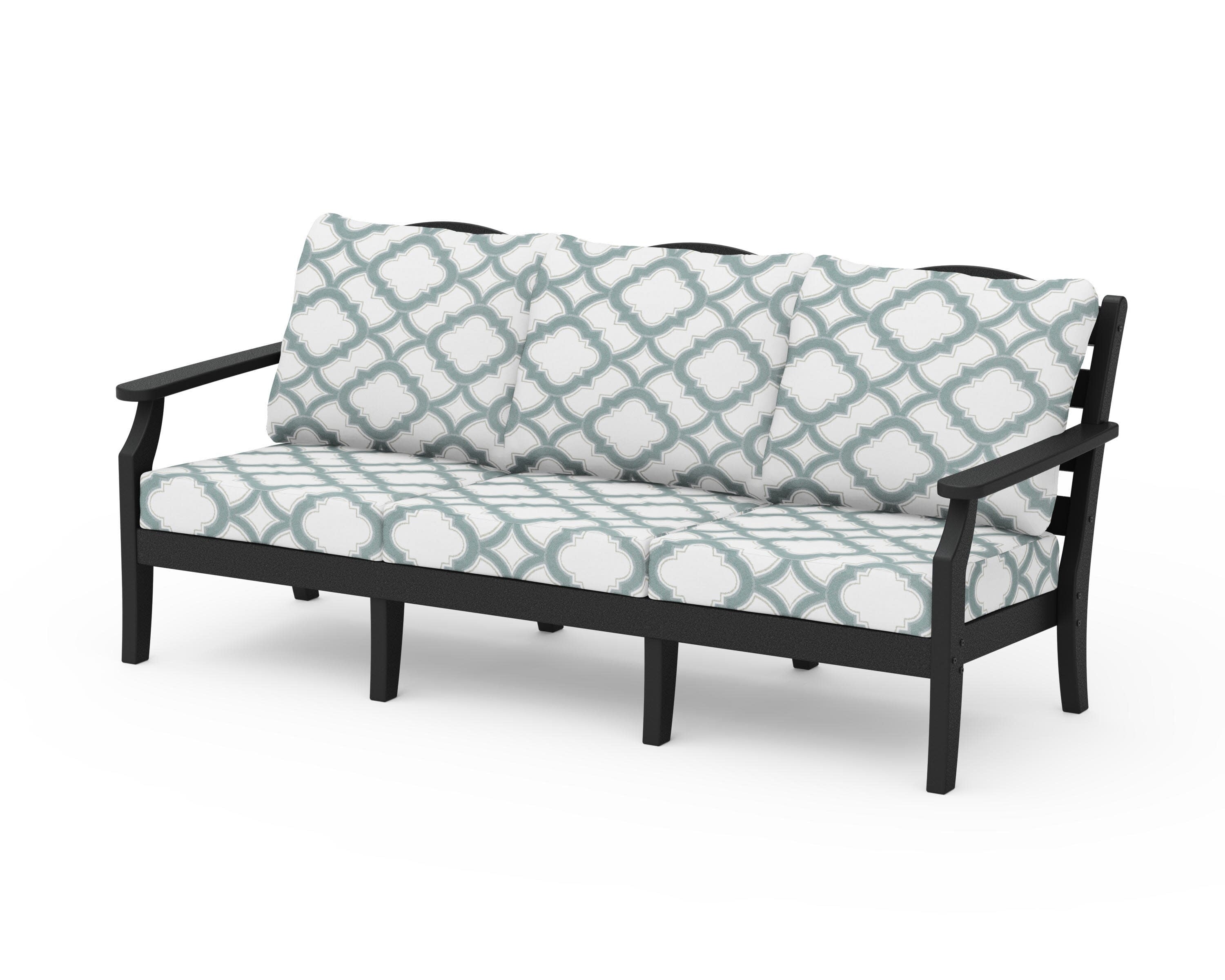 Savannah Deep Seating Sofa in Black / Trellis Glacier Spa