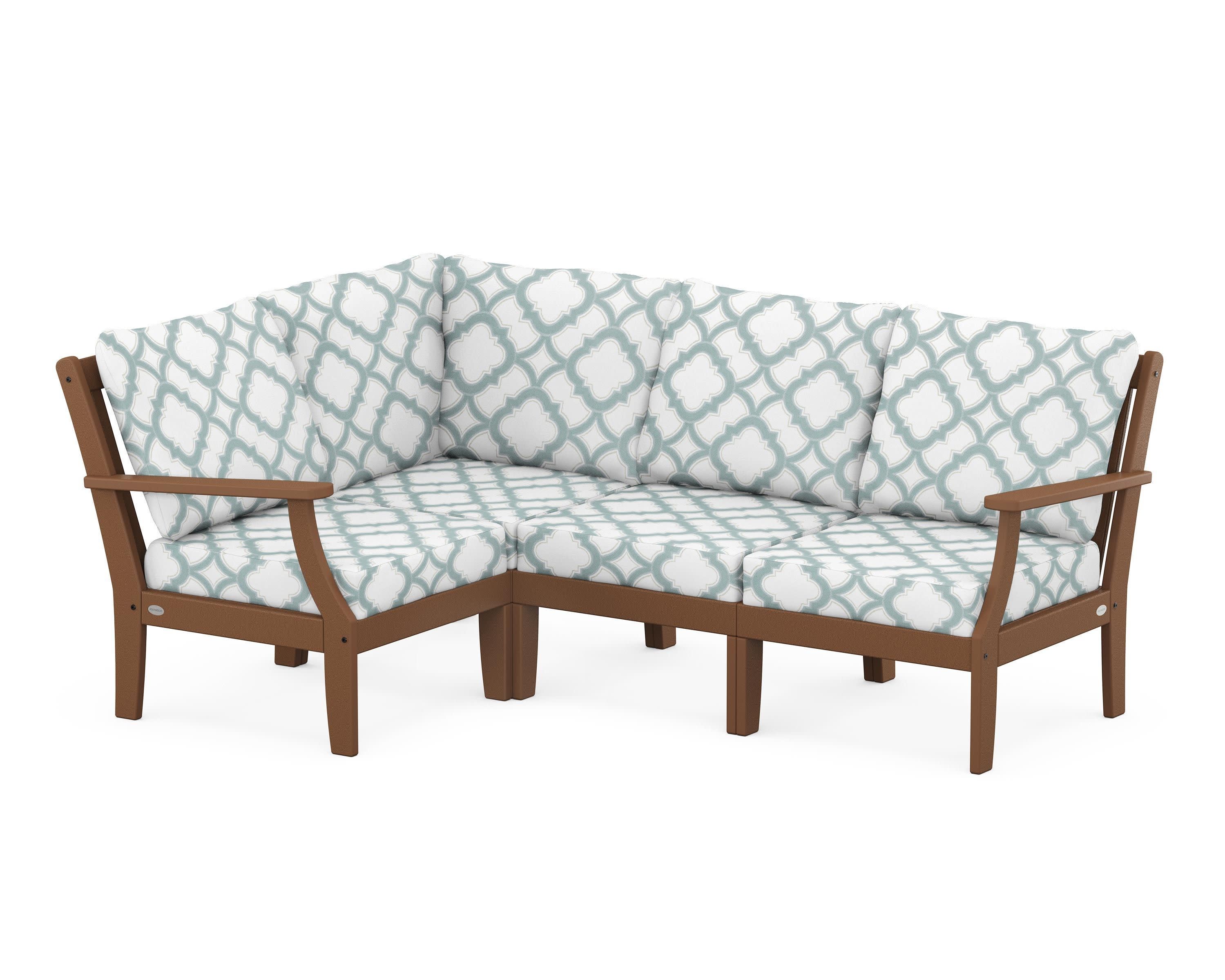 Braxton Modular 4-Piece Deep Seating Set in Teak / Trellis Glacier Spa