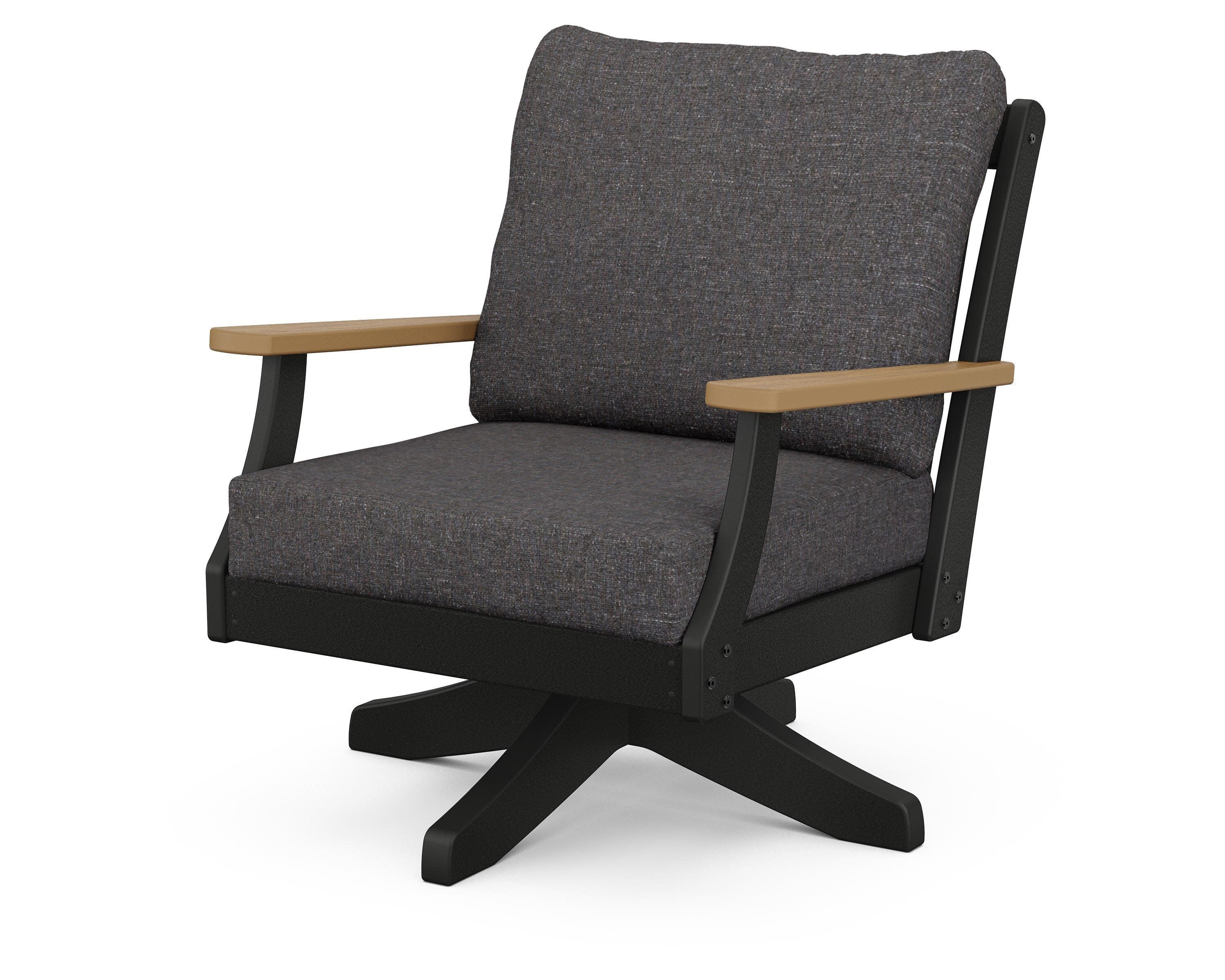 Braxton Deep Seating Swivel Chair in Black / Natural / Ash Charcoal