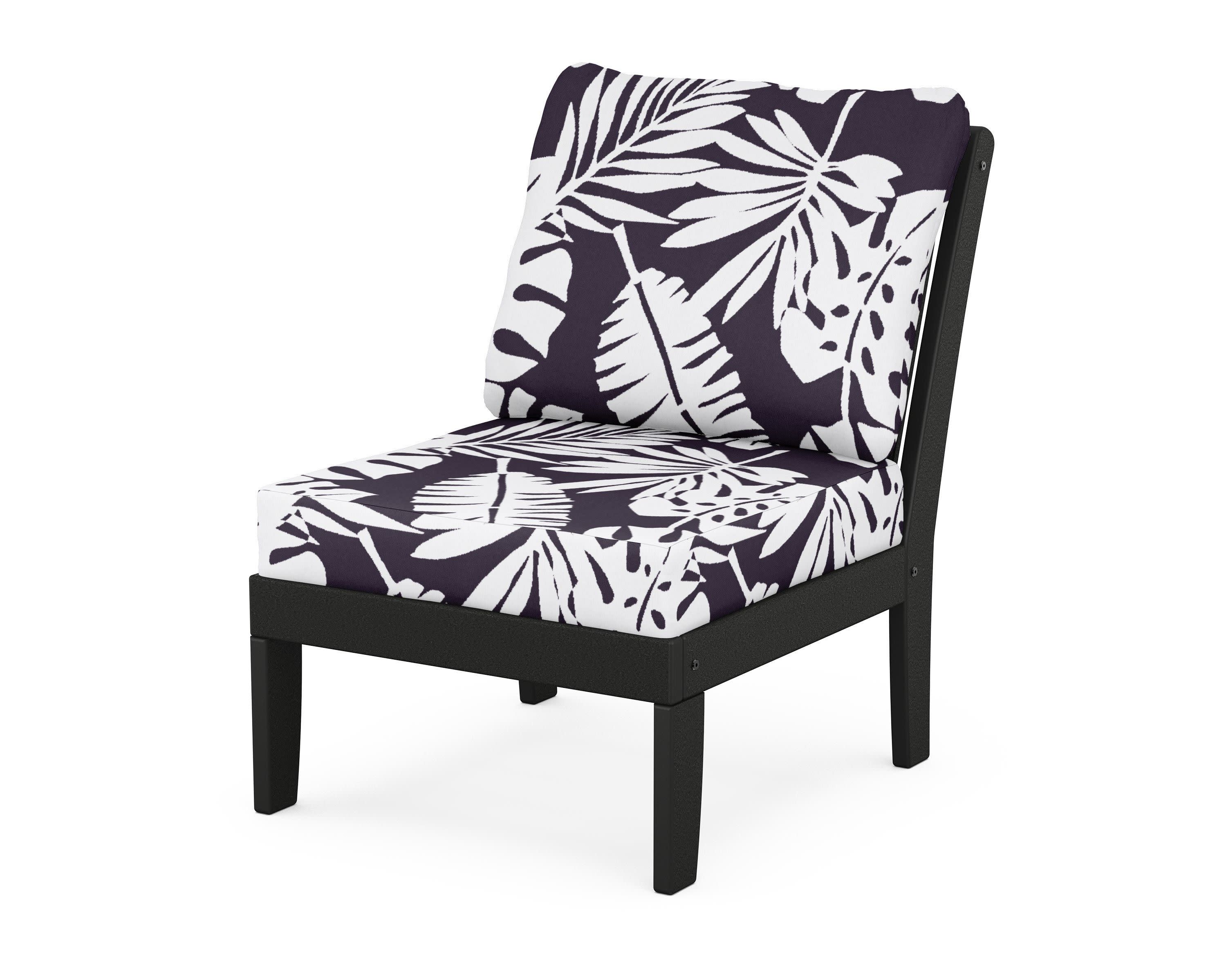 Braxton Modular Armless Chair in Black / Leaf Navy