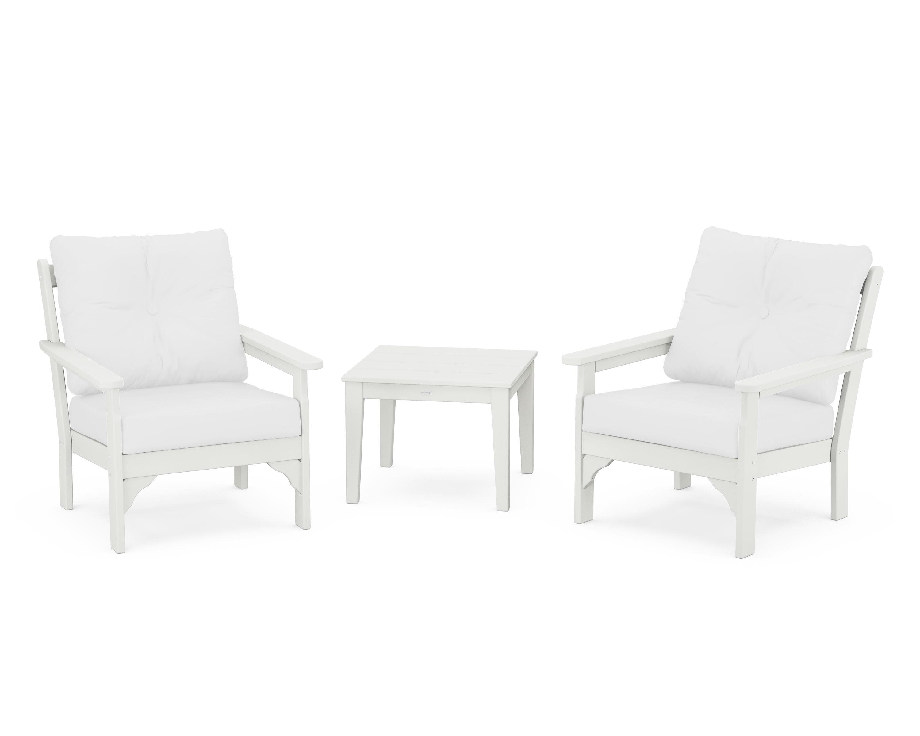 Vineyard 3-Piece Deep Seating Set in Vintage White / Natural