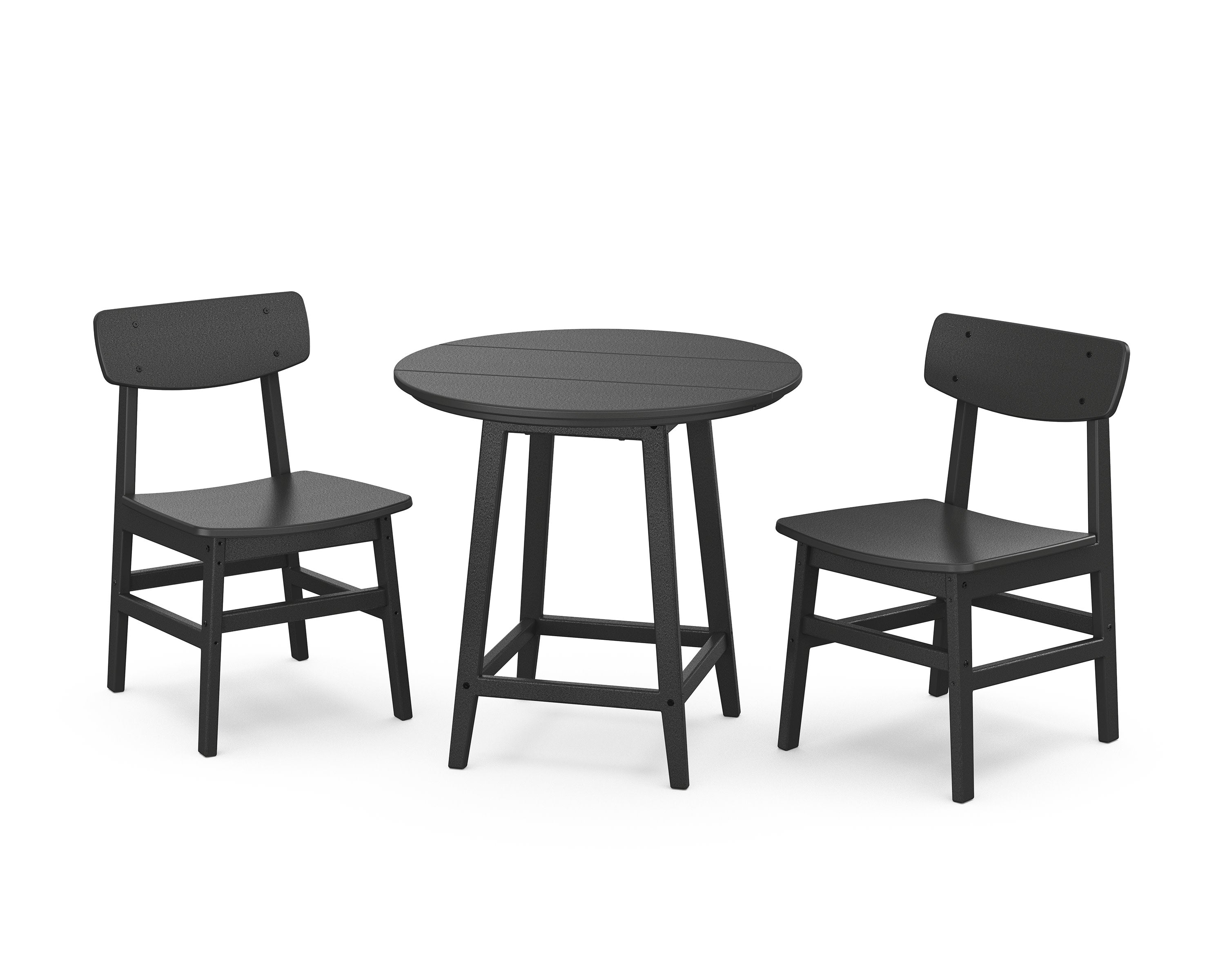 Modern Studio Urban Chair 3-Piece Round Bistro Dining Set in Black