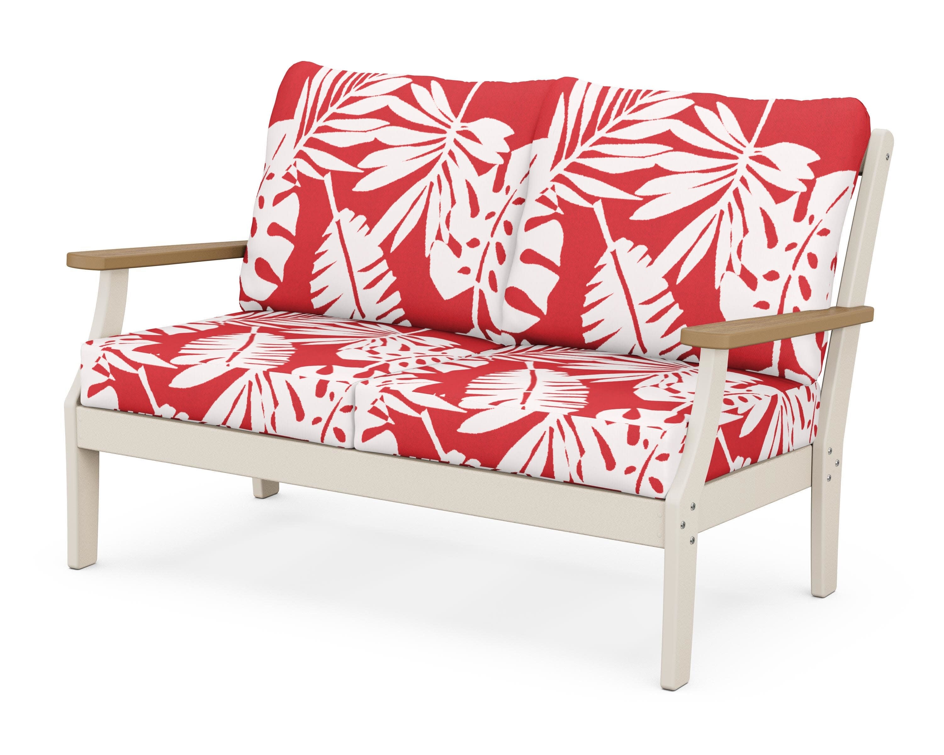 Braxton Deep Seating Loveseat in Sand / Natural / Leaf Crimson