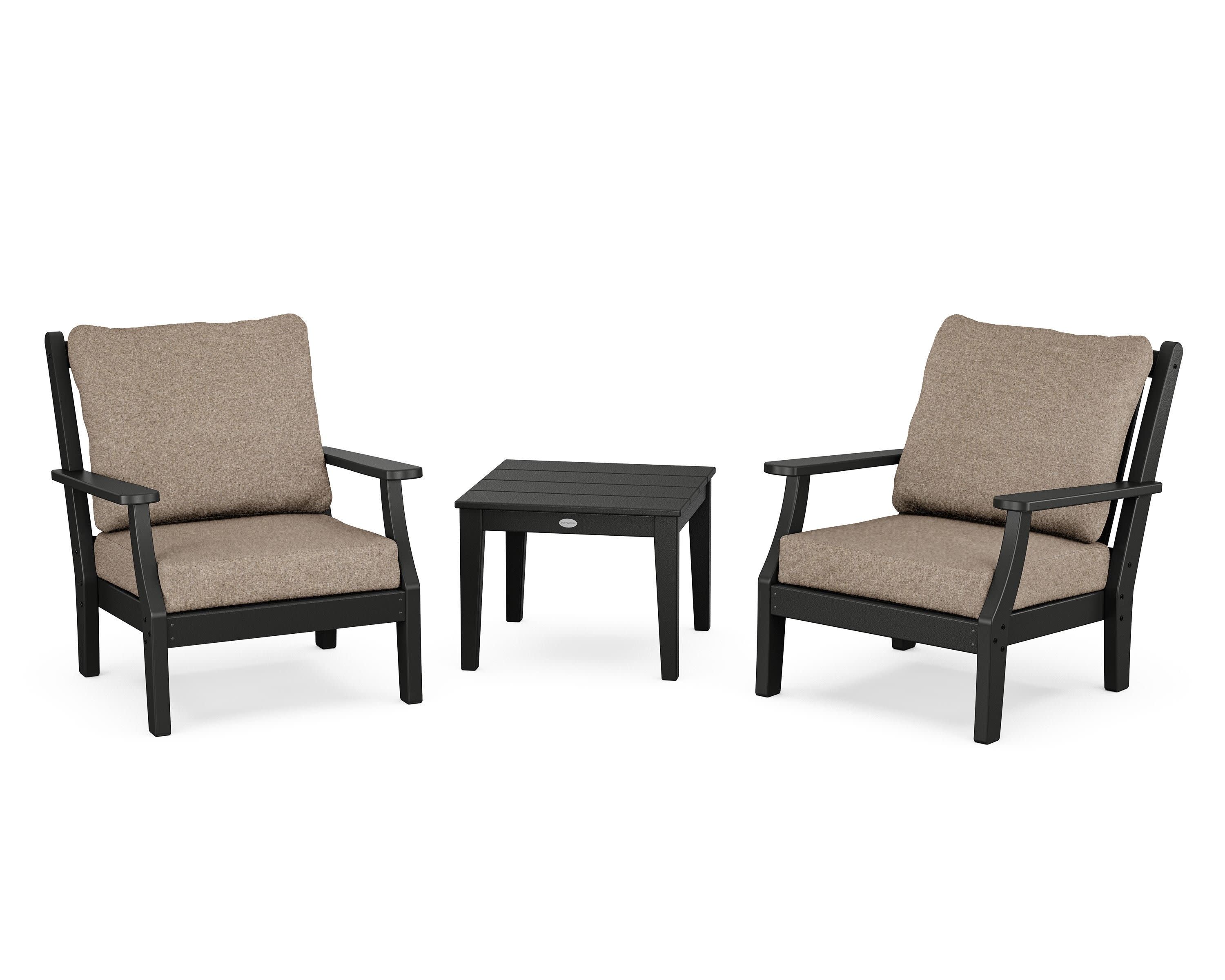 Wovendale 3-Piece Deep Seating Set in Black / Spiced Burlap