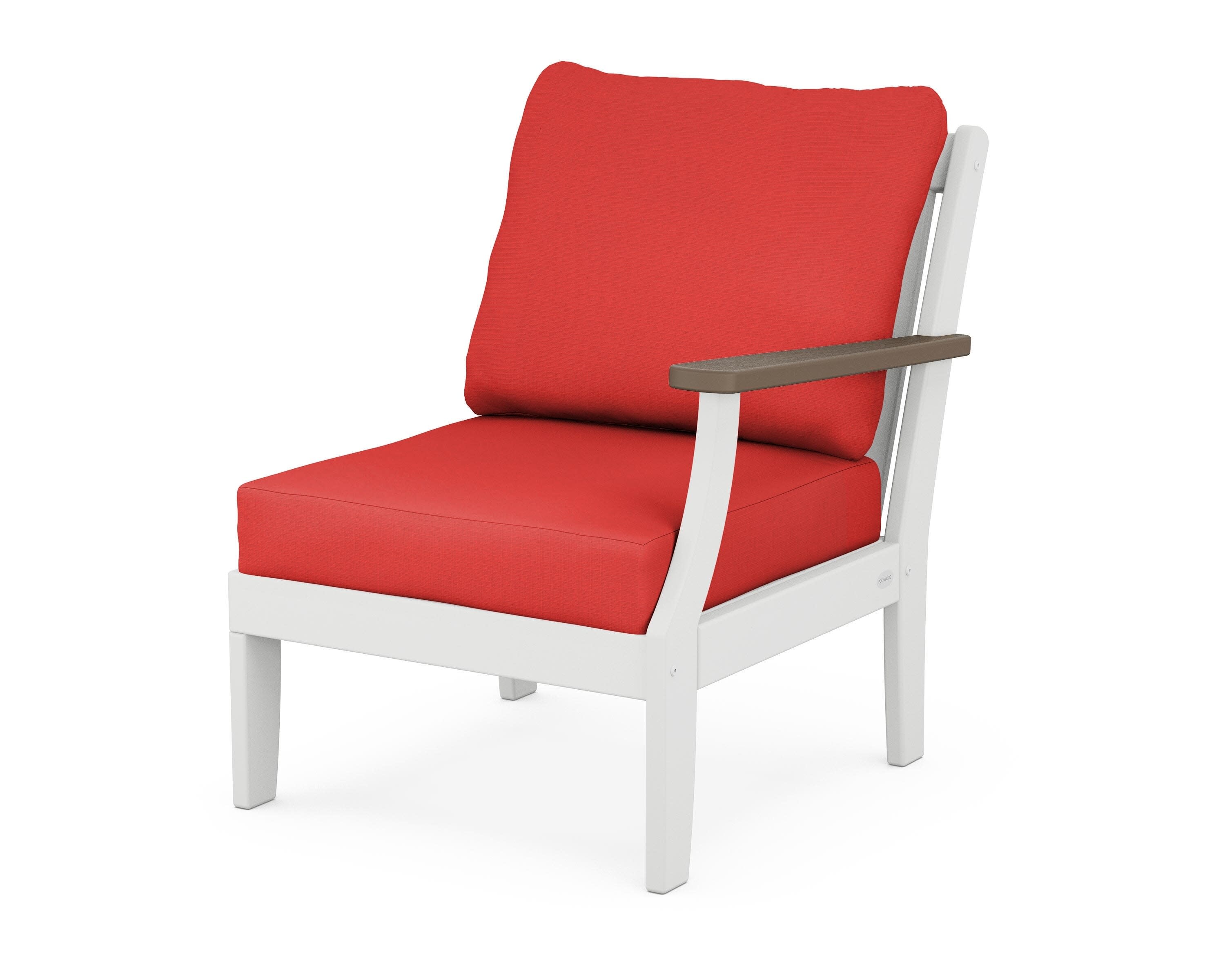 Braxton Modular Right Arm Chair in White / Kona / Crimson Linen
