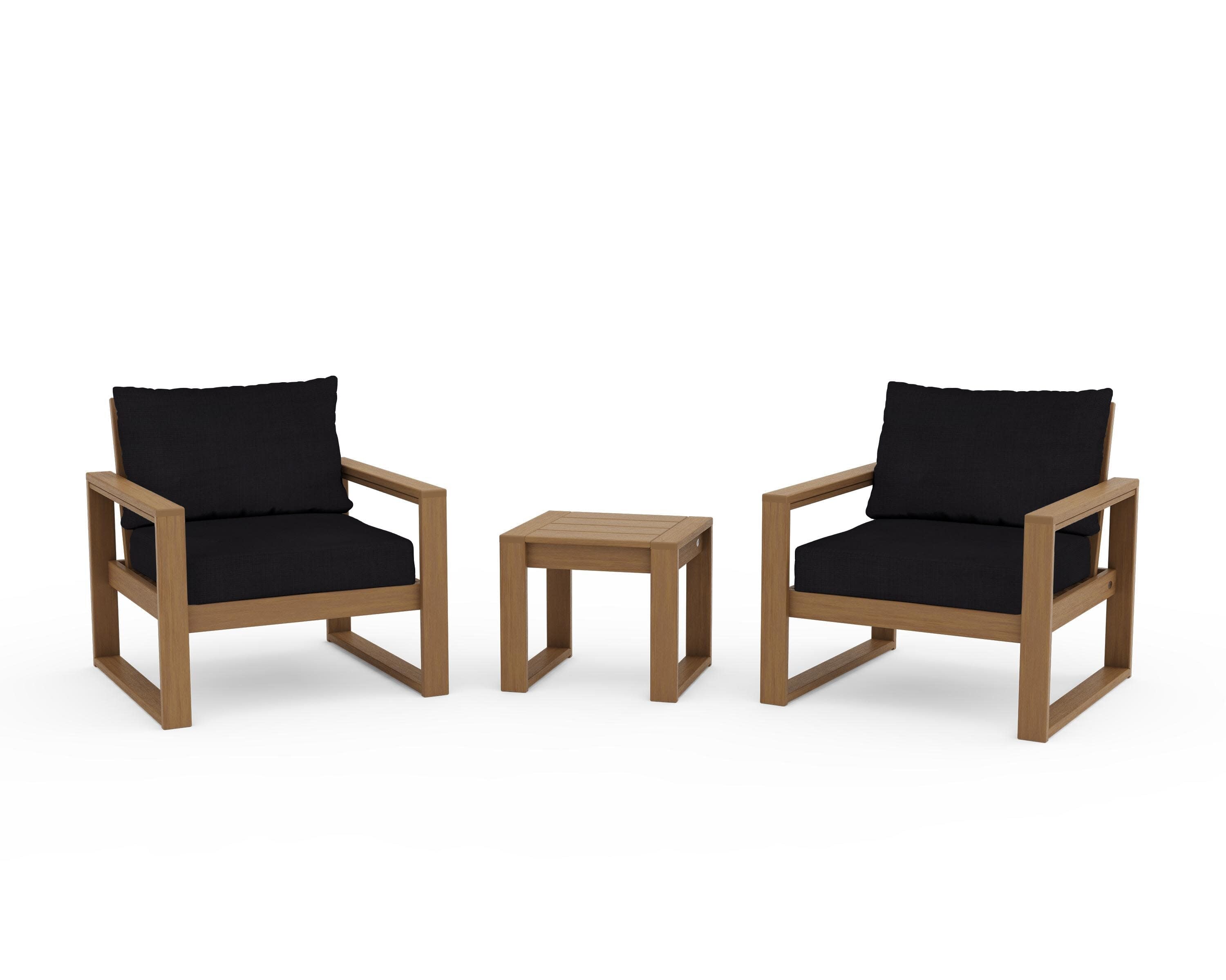 EDGE Sectional 3-Piece Deep Seating Set in Natural / Midnight Linen