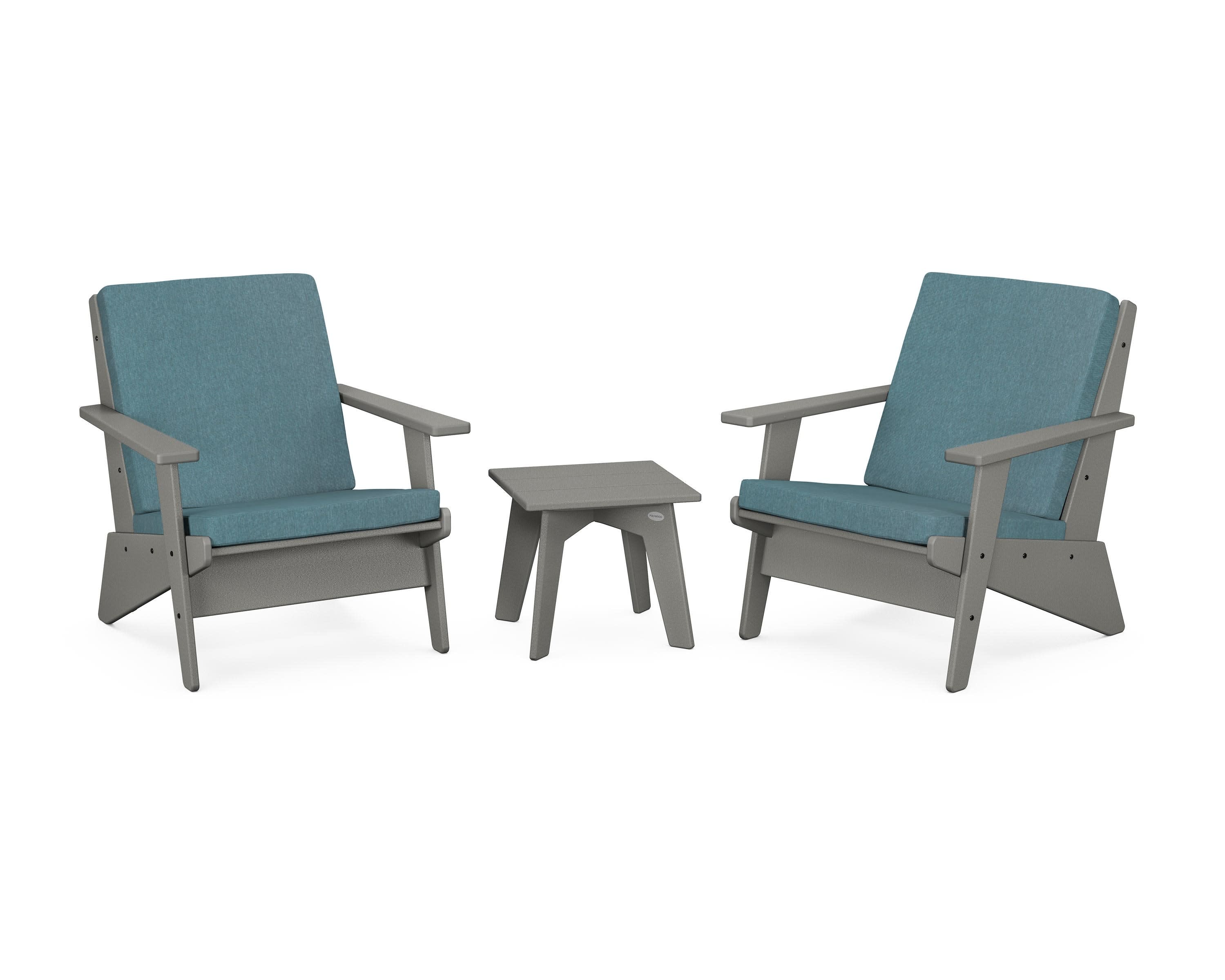 Riviera Modern Lounge 3-Piece Set in Slate Grey / Ocean Teal