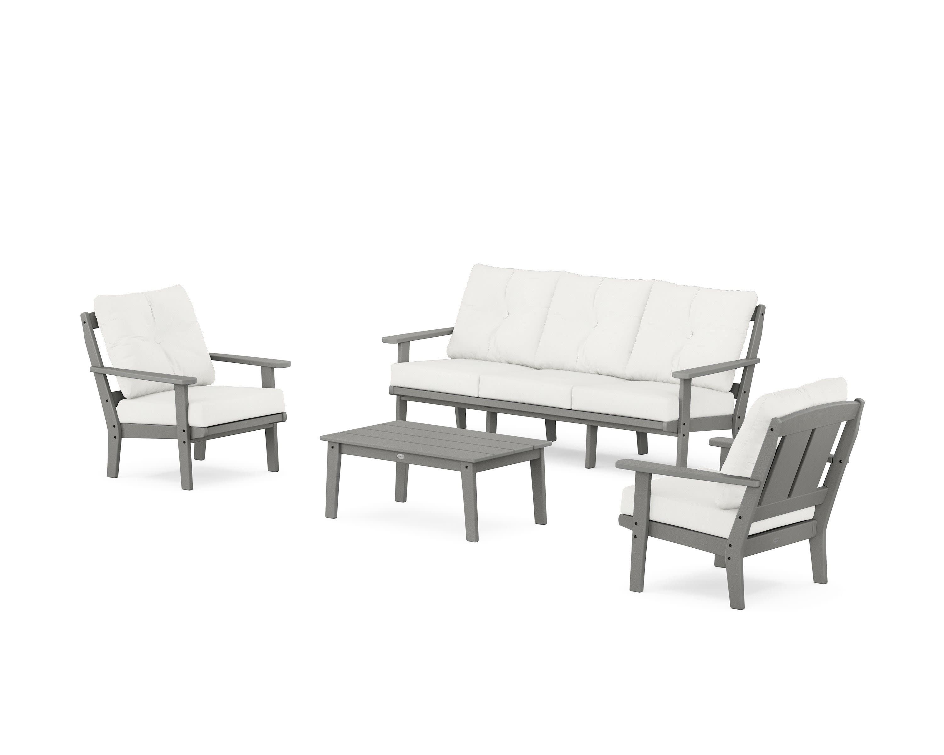 Mission 4-Piece Deep Seating Set with Sofa in Slate Grey / Natural Linen
