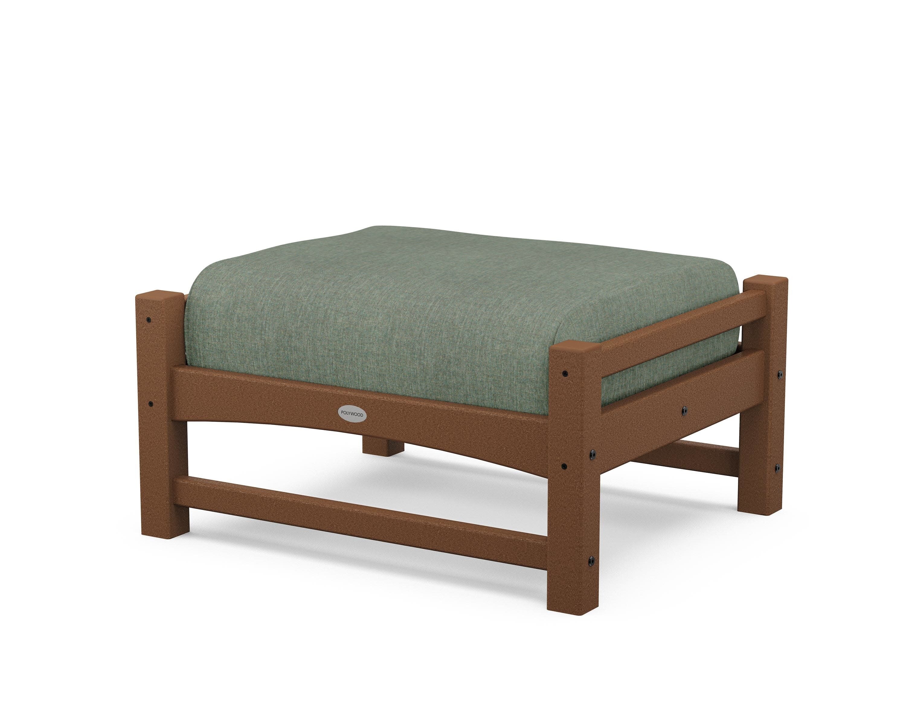 Club Ottoman in Teak / Cast Sage