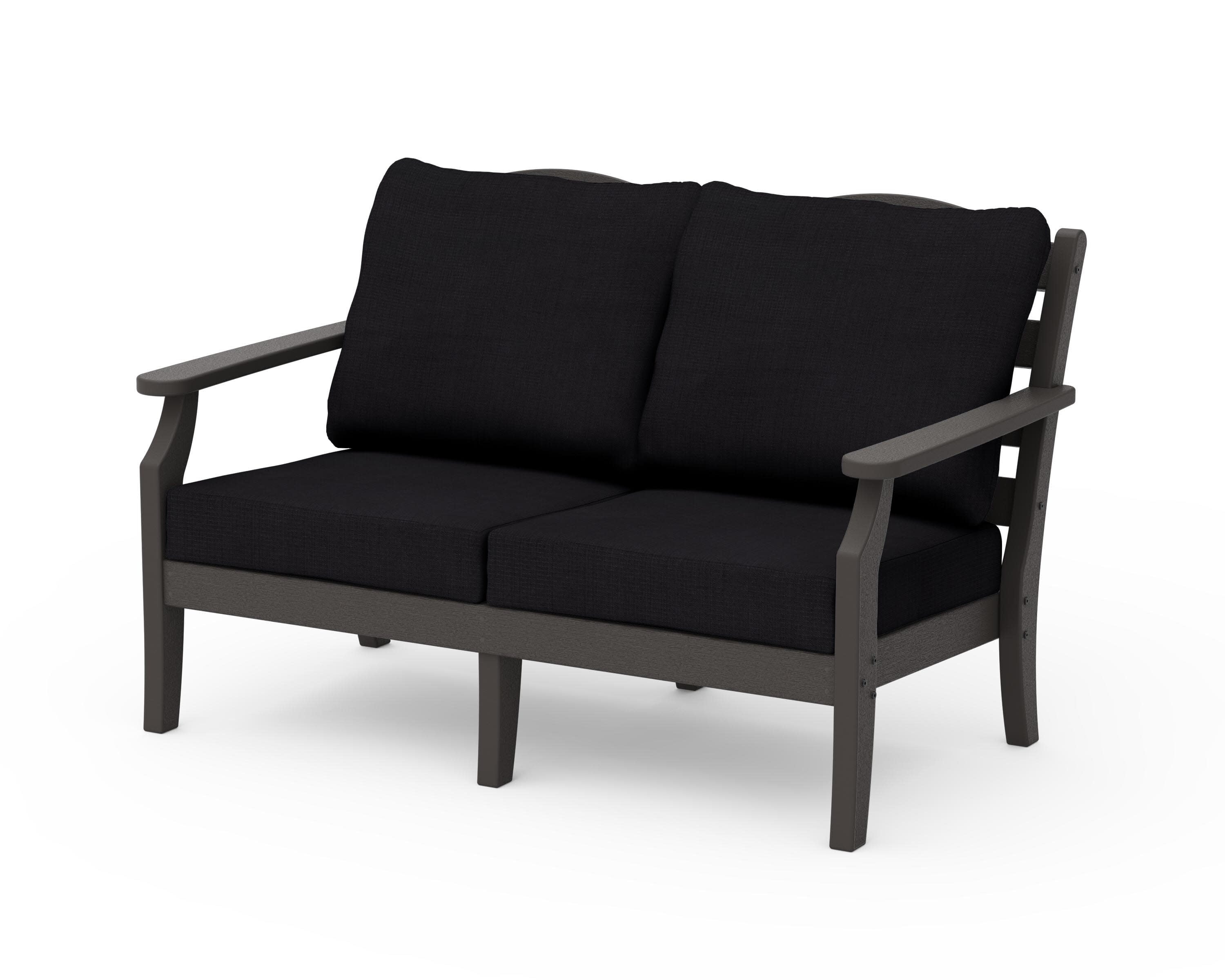 Savannah Deep Seating Loveseat in Vintage Coffee / Midnight Linen