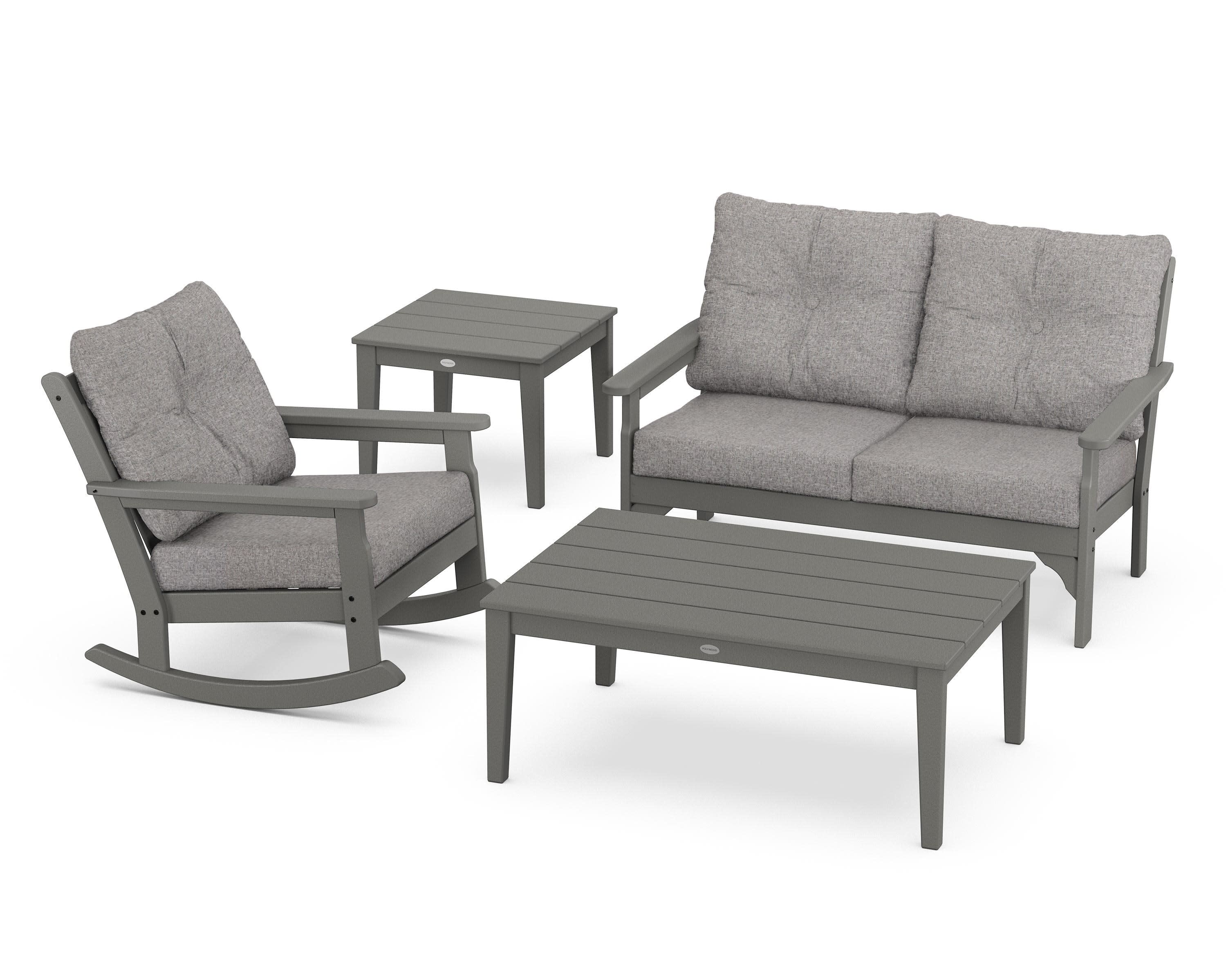 Vineyard 4-Piece Deep Seating Rocker Set in Slate Grey / Grey Mist