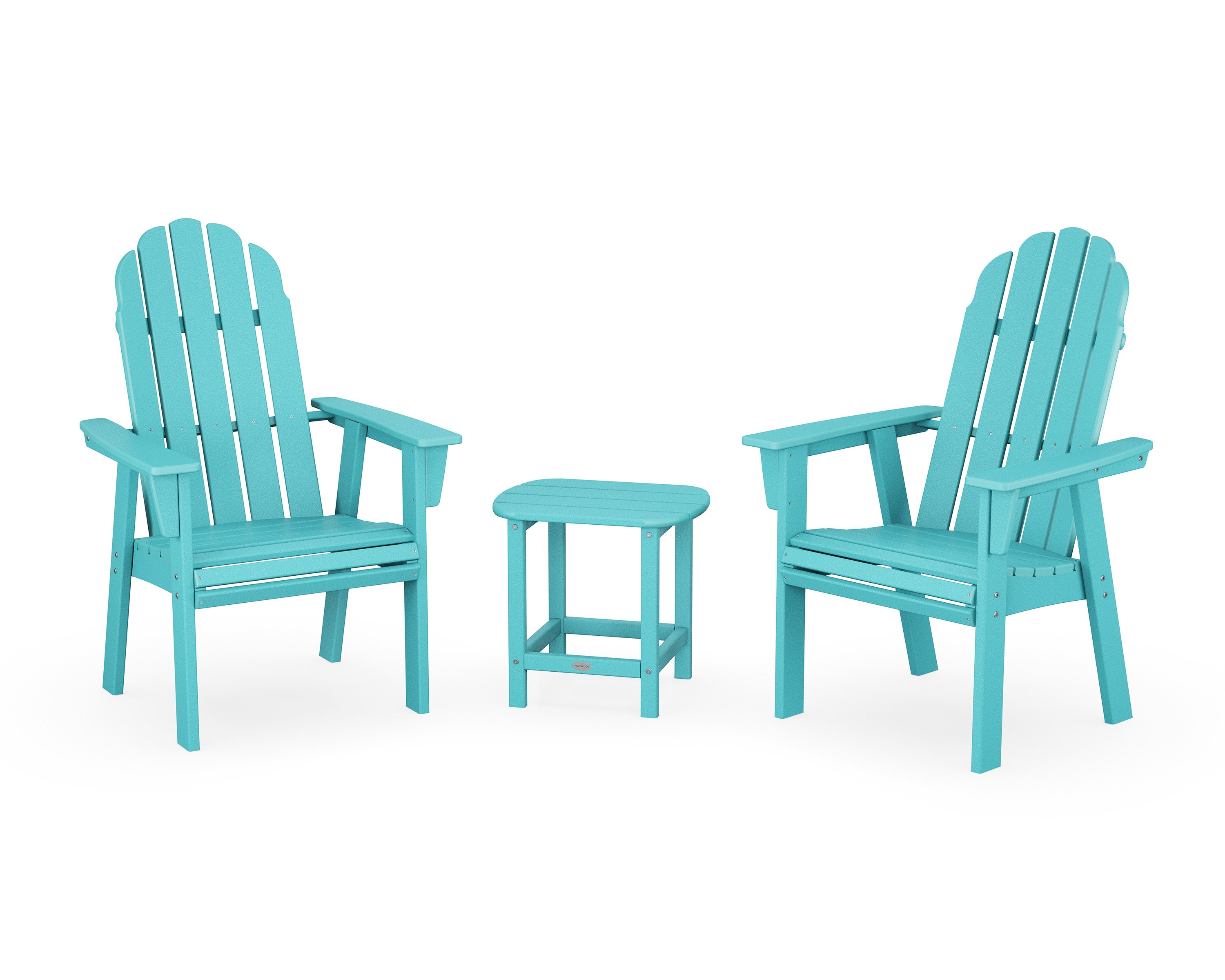 Vineyard 3-Piece Curveback Upright Adirondack Chair Set in Aruba
