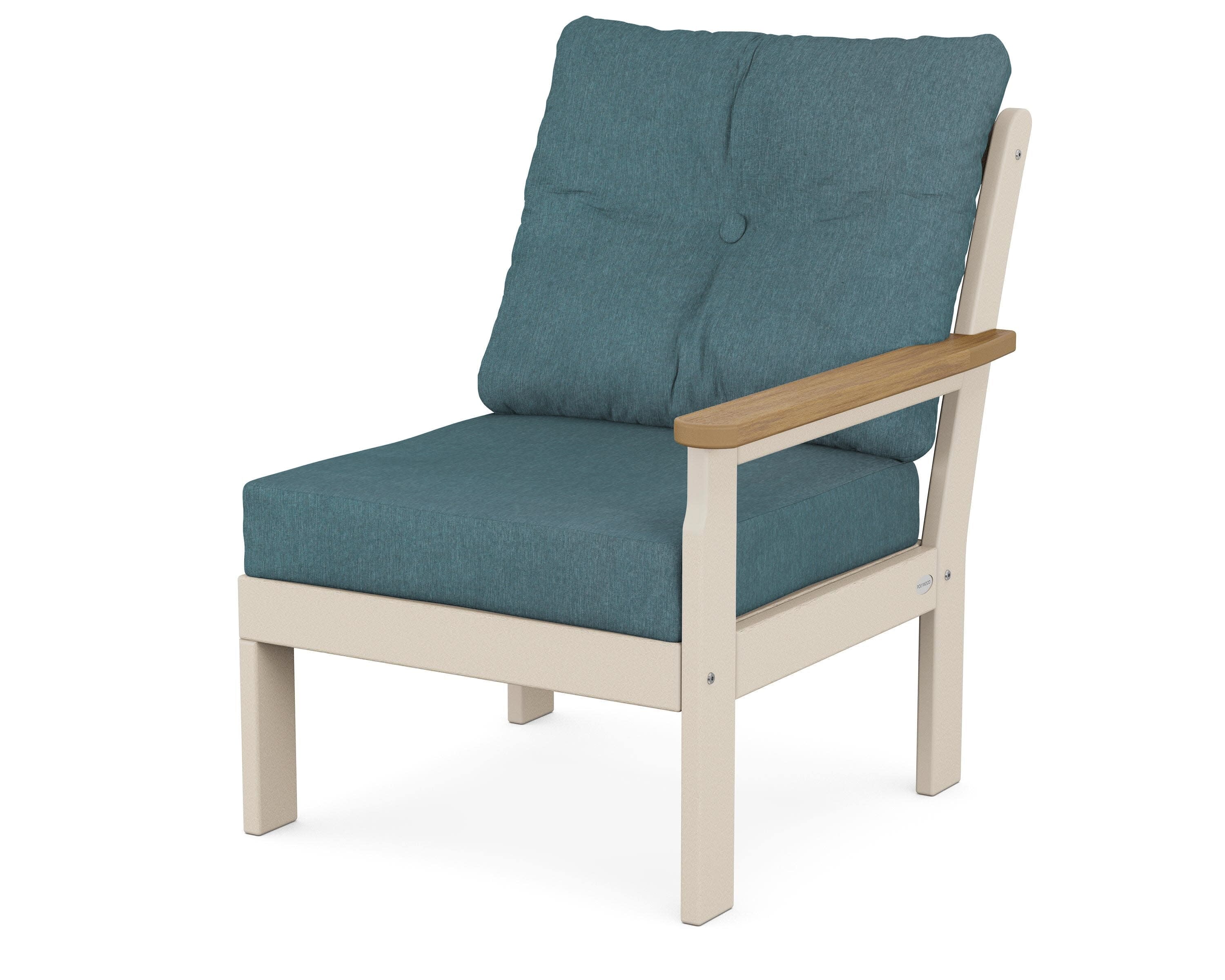 Vineyard Modular Right Arm Chair in Sand / Natural / Ocean Teal