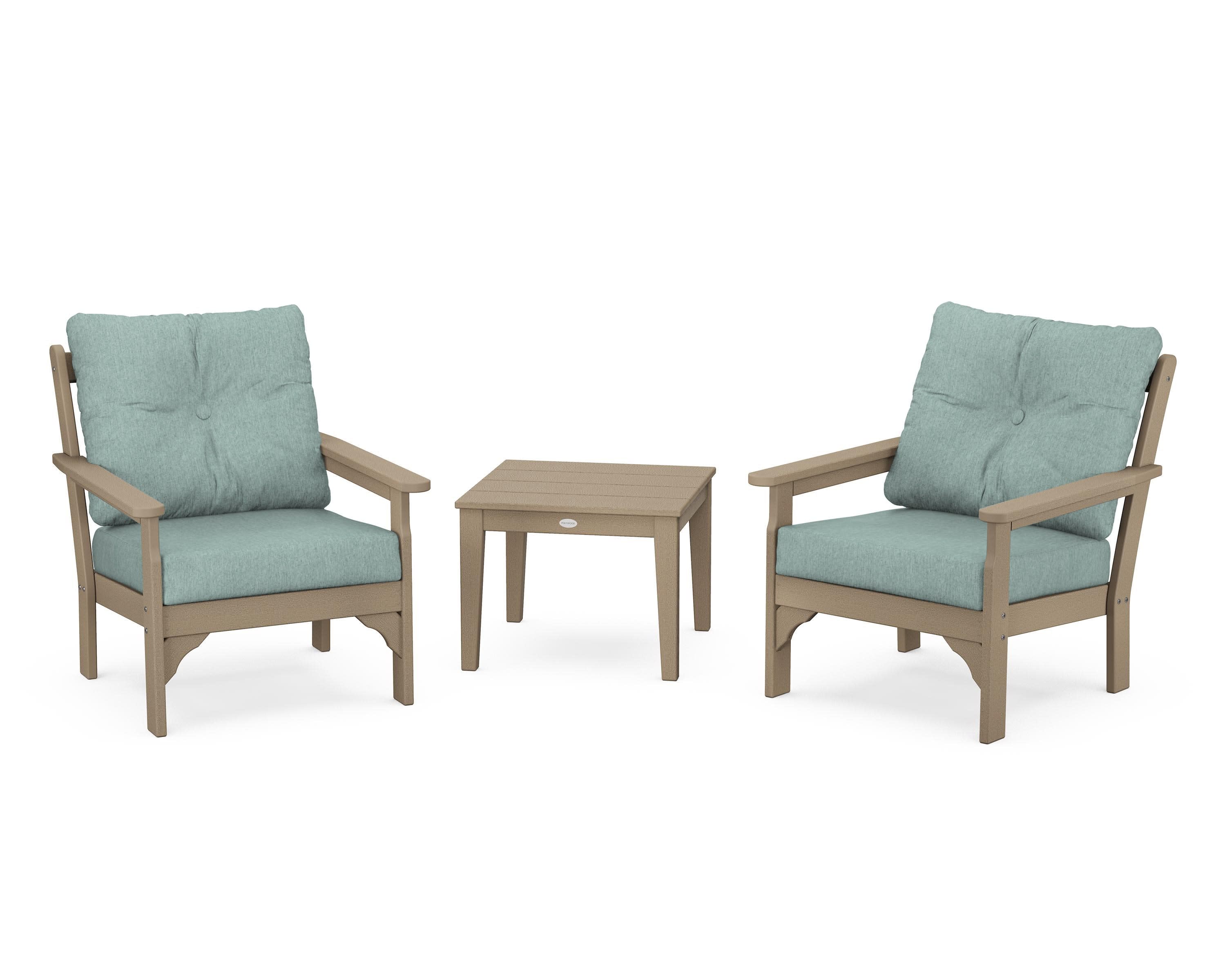 Vineyard 3-Piece Deep Seating Set in Vintage Sahara / Glacier Spa