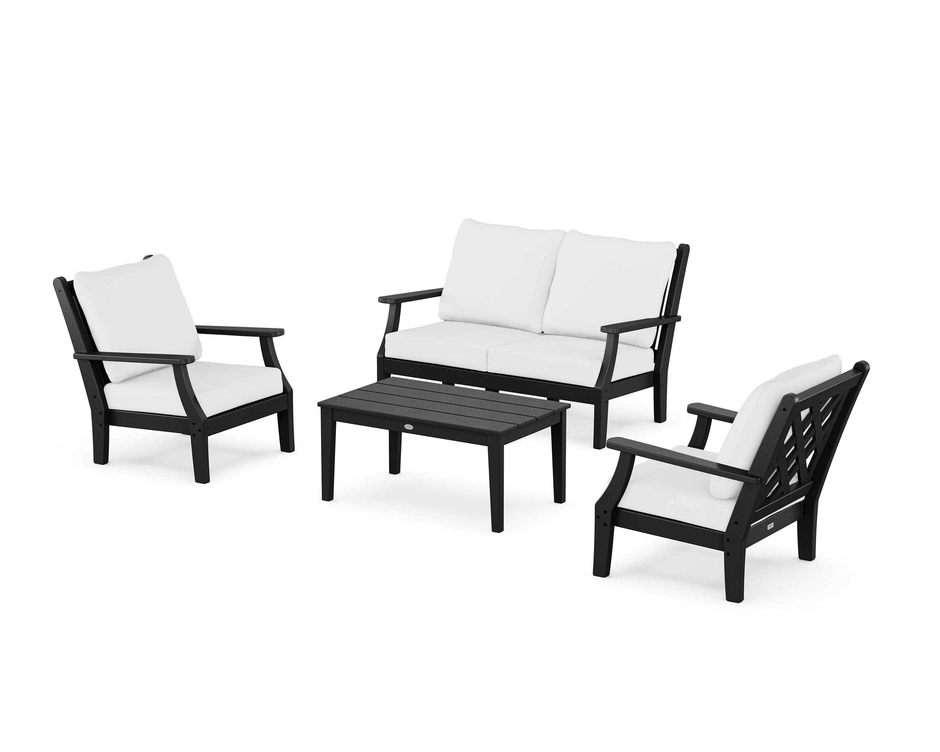 Wovendale 4-Piece Deep Seating Set with Loveseat in Black / Natural
