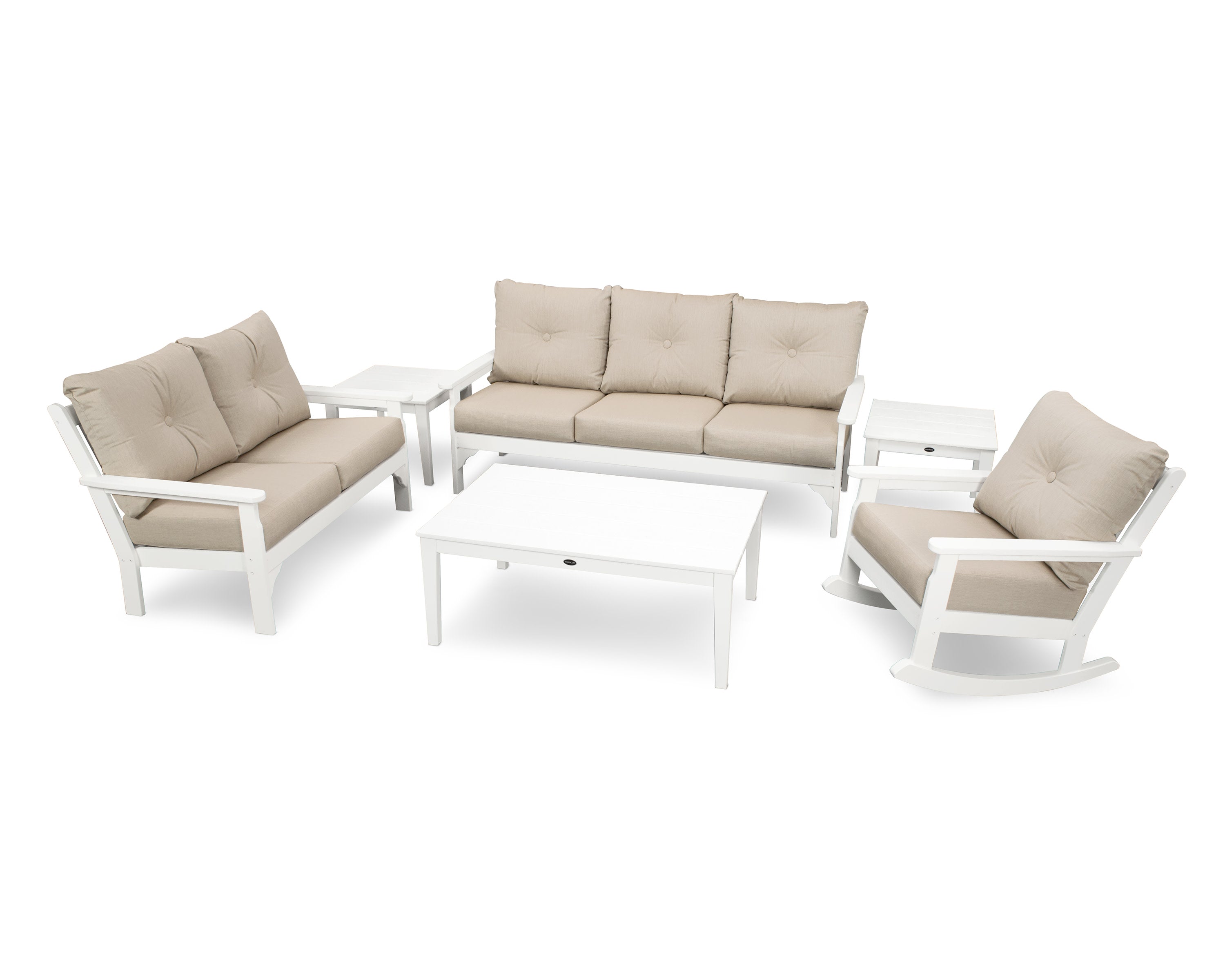 Vineyard 6-Piece Deep Seating Set in White / Cast Ash