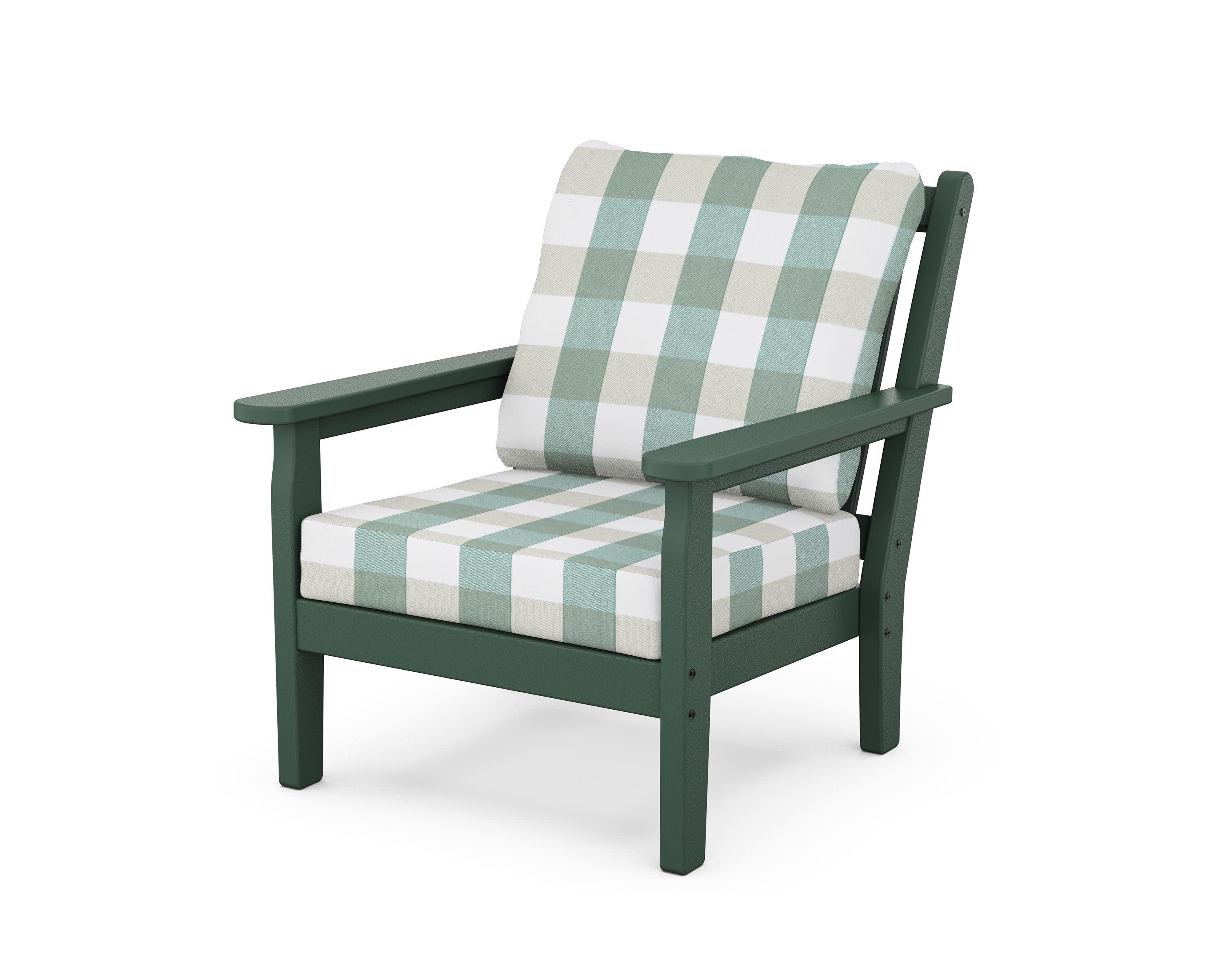 Chippendale Deep Seating Chair in Green / Buffalo Plaid Glacier Spa