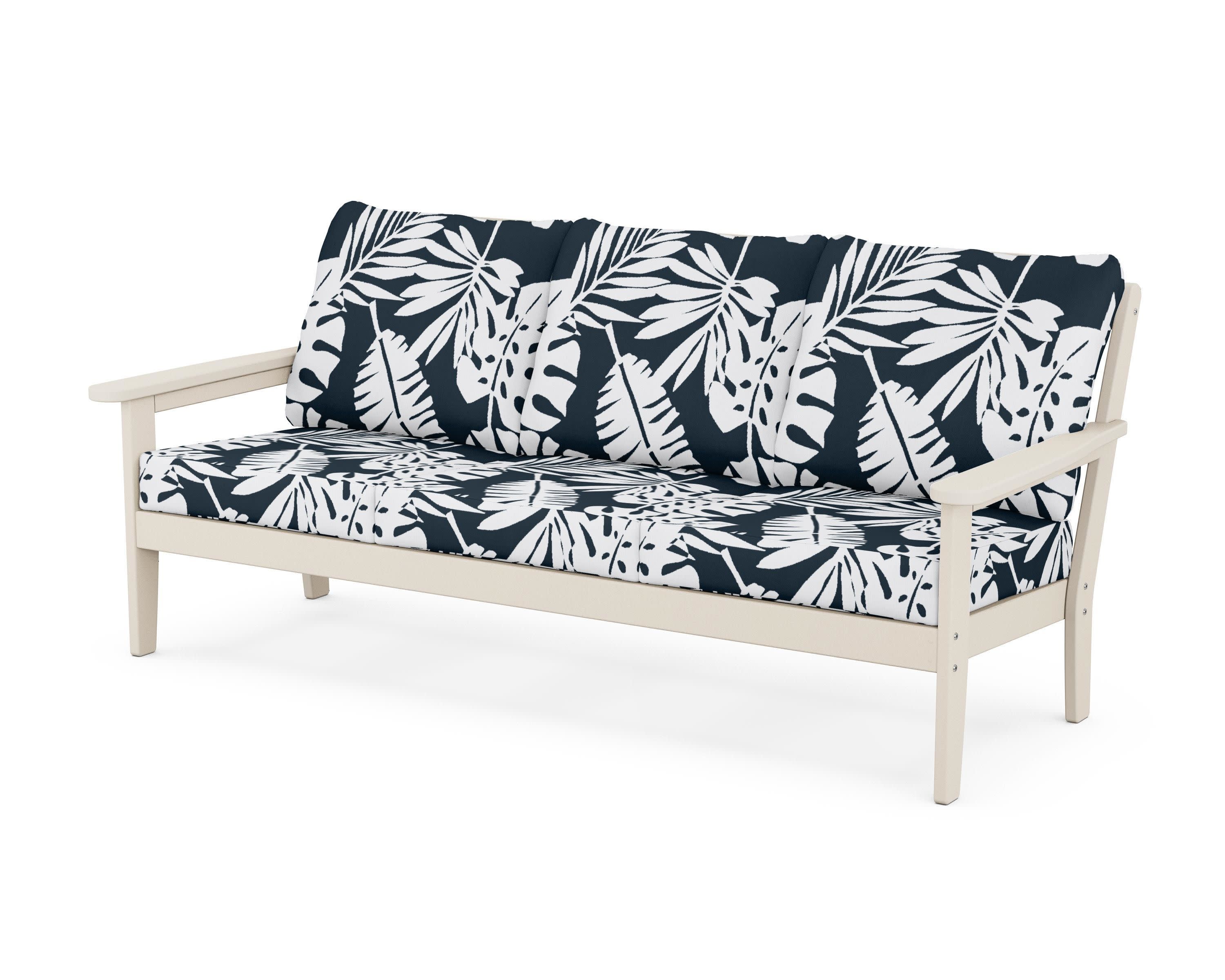 Cottage Deep Seating Sofa in Sand / Leaf Marine Indigo