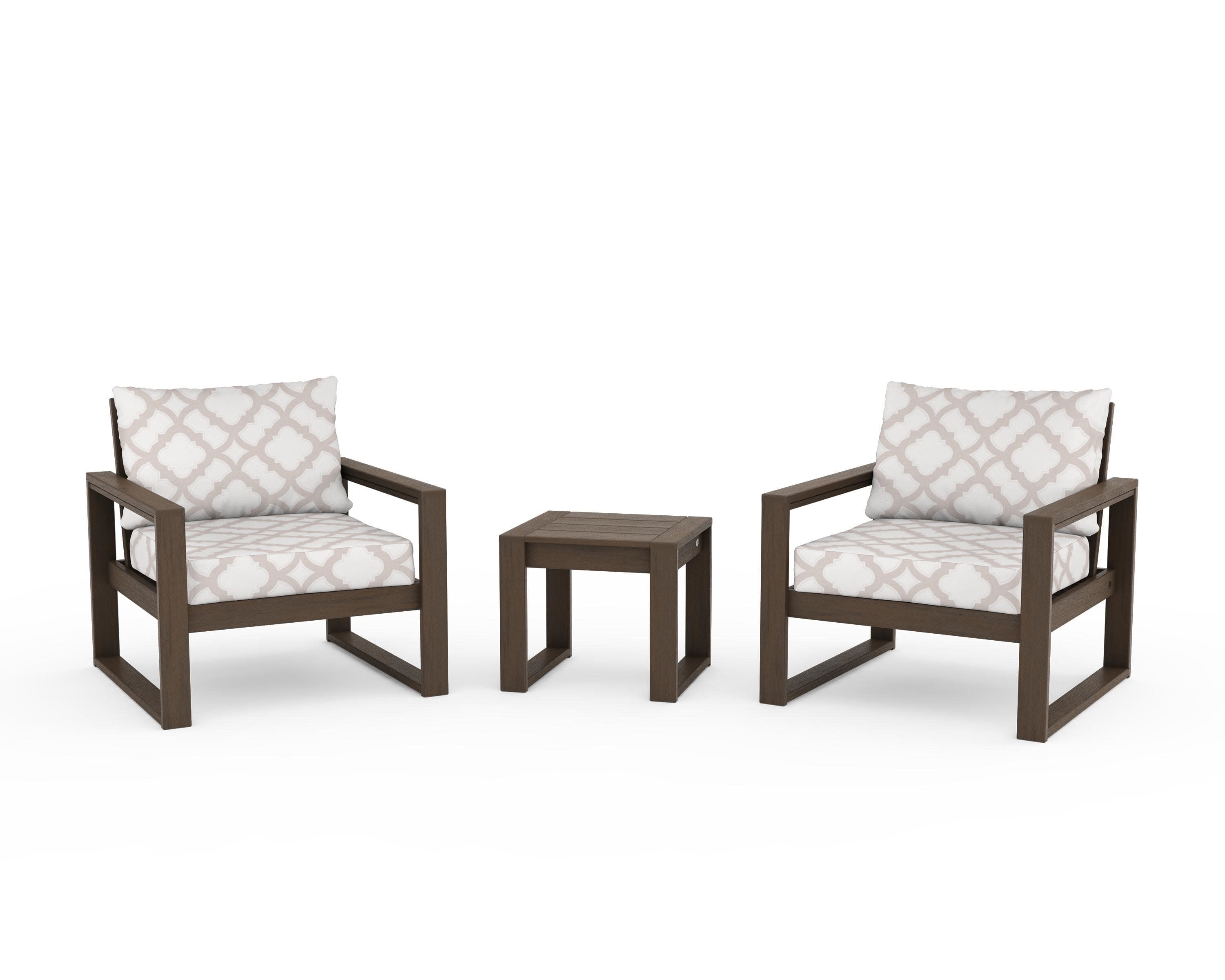 EDGE Sectional 3-Piece Deep Seating Set in Kona / Trellis Dune Burlap