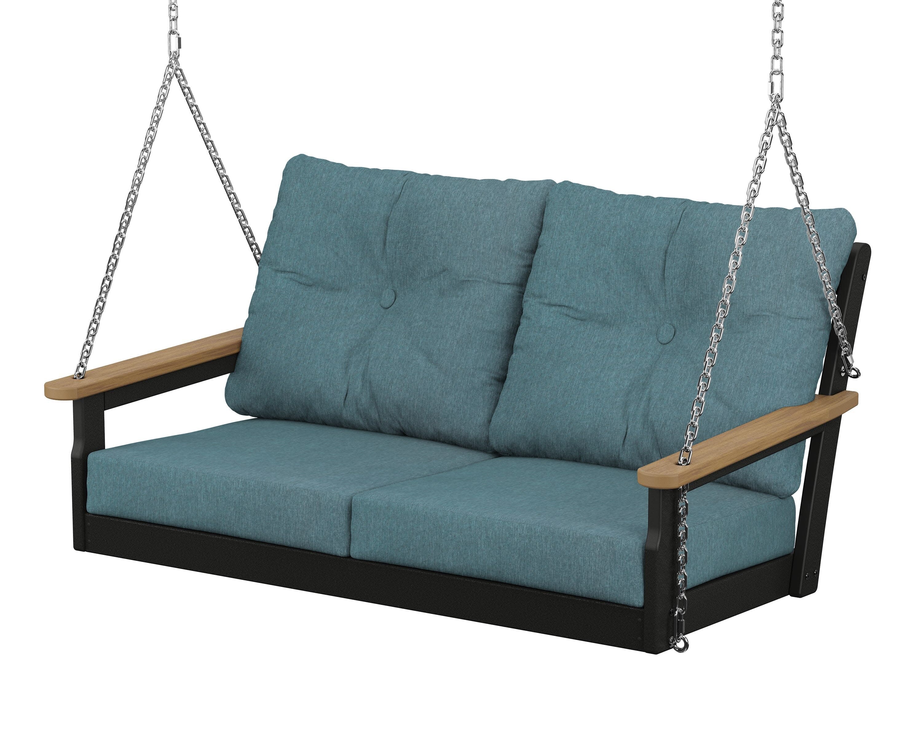 Vineyard Deep Seating Swing in Black / Natural / Ocean Teal