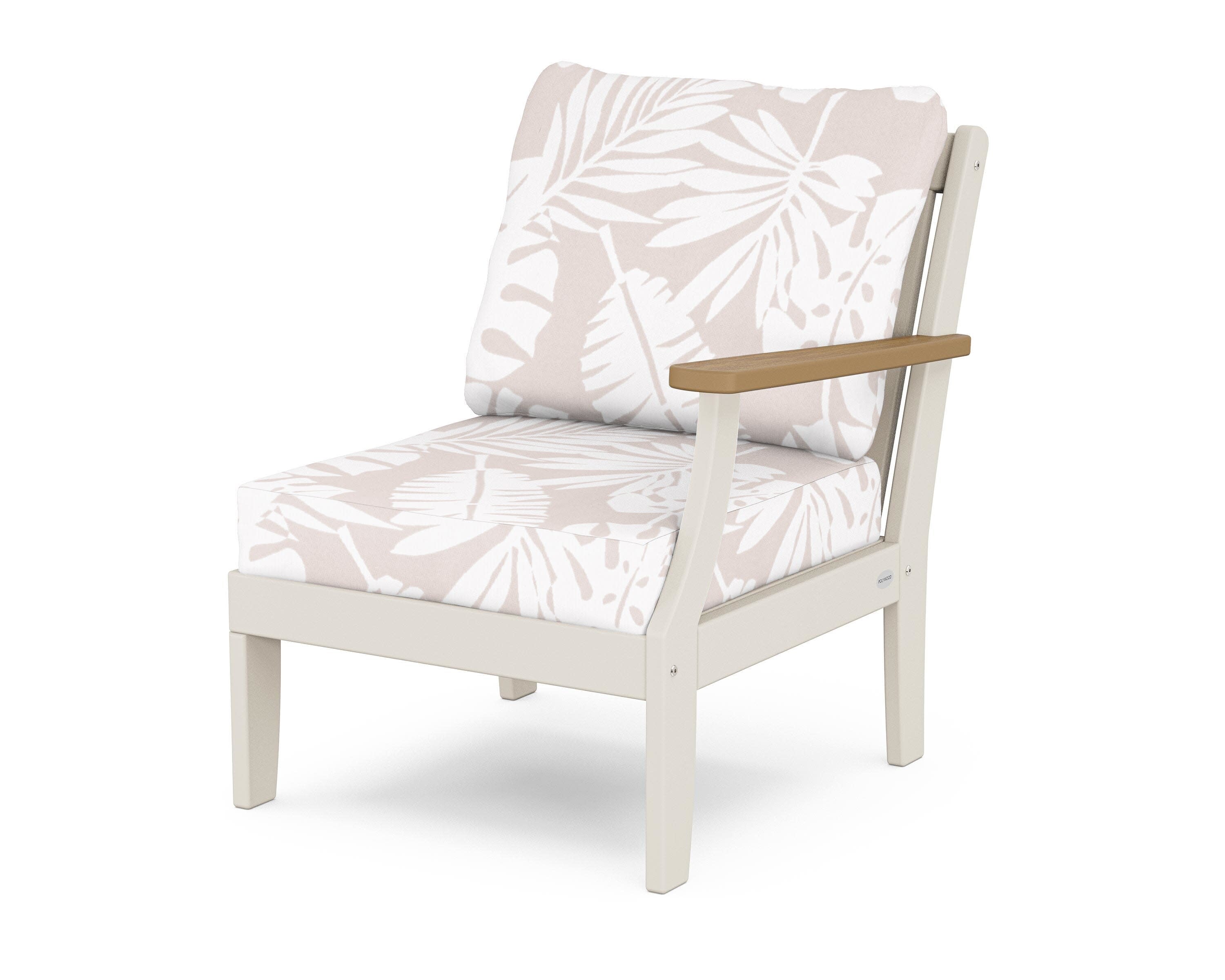 Braxton Modular Right Arm Chair in Sand / Natural / Leaf Dune Burlap