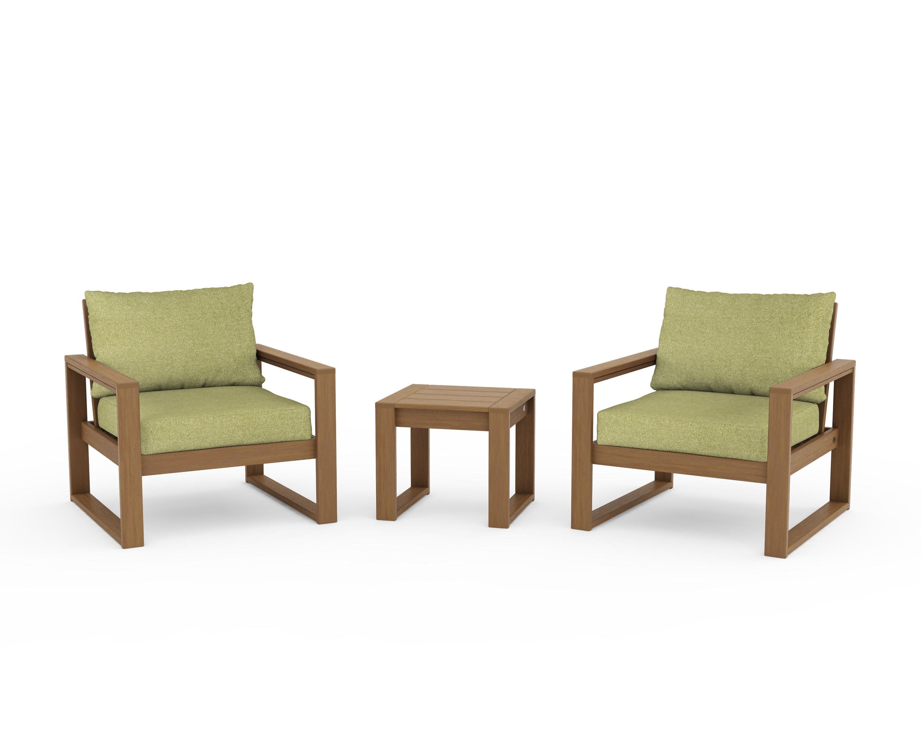 EDGE Sectional 3-Piece Deep Seating Set in Natural / Chartreuse Boucle
