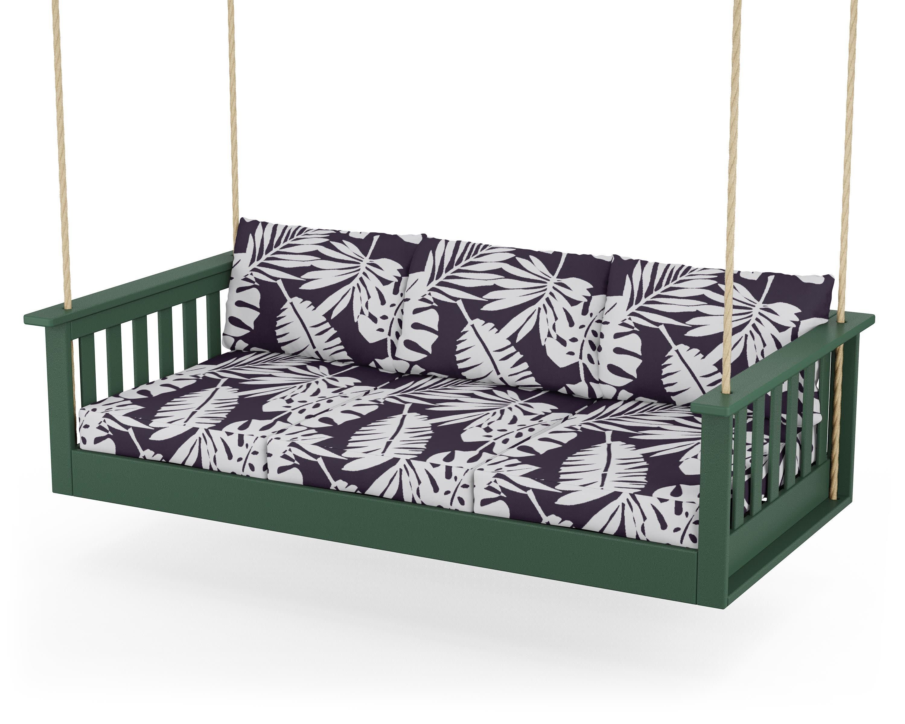 Vineyard Daybed Swing in Green / Leaf Navy