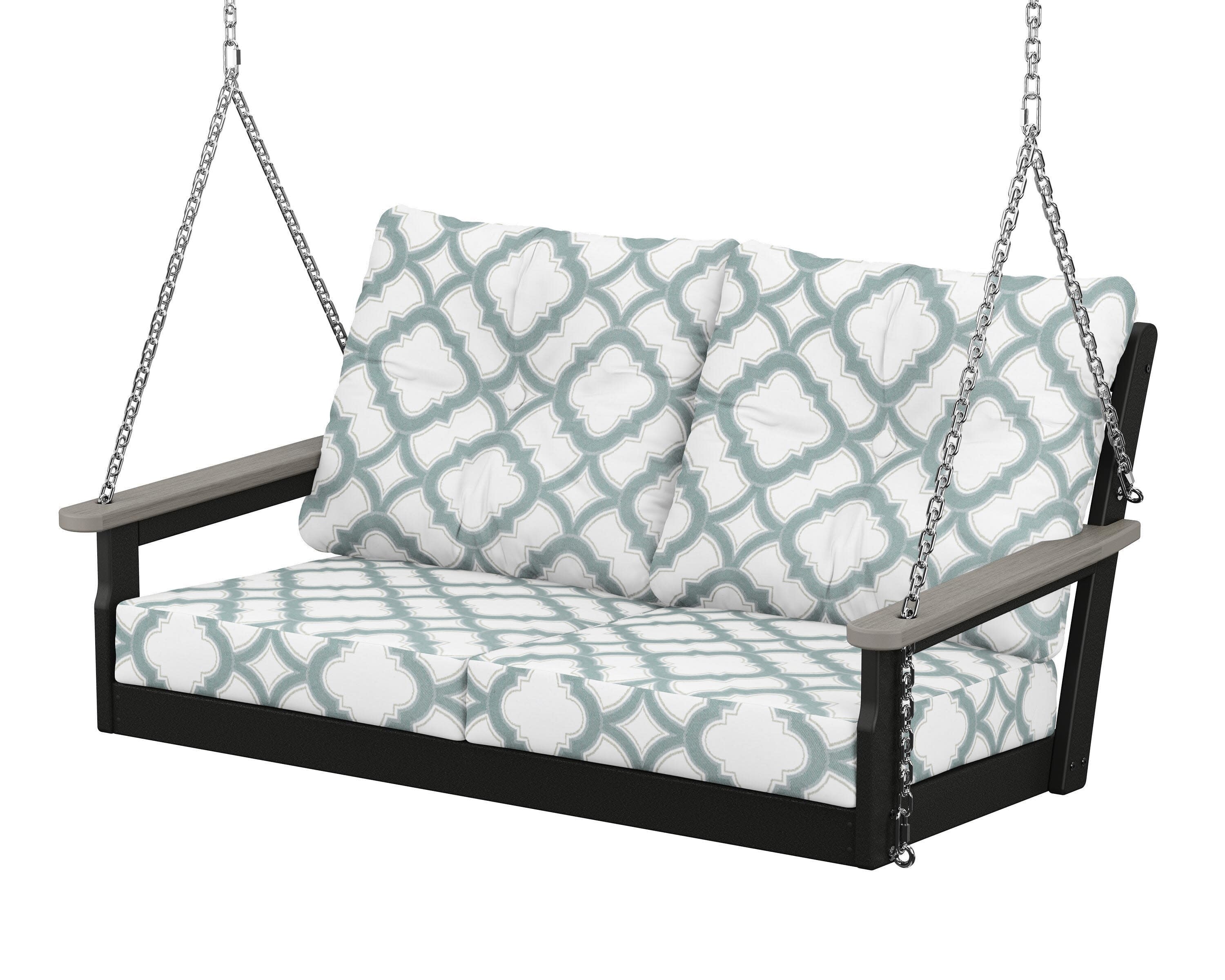 Vineyard Deep Seating Swing in Black / Driftwood / Trellis Glacier Spa
