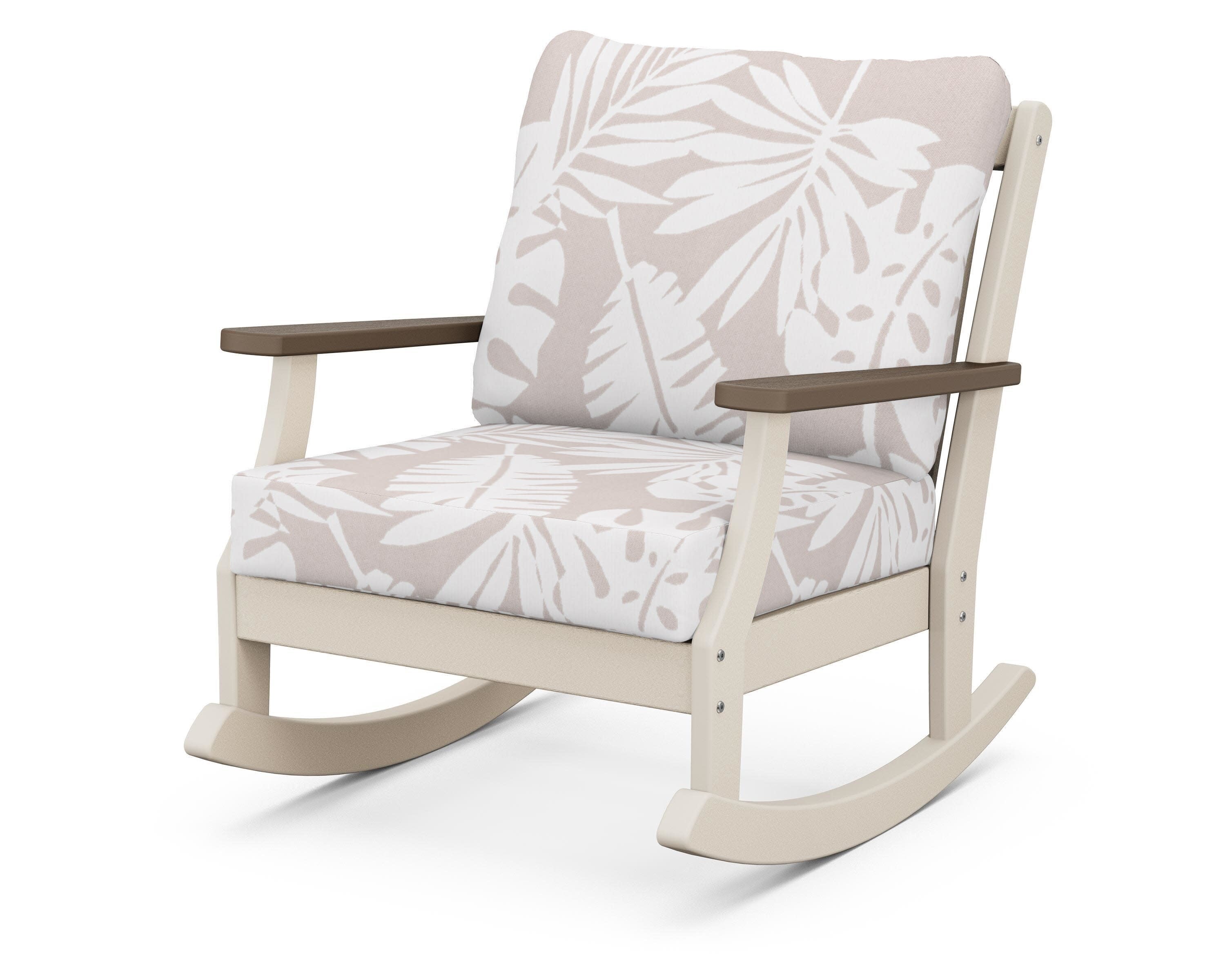 Braxton Deep Seating Rocking Chair in Sand / Kona / Leaf Dune Burlap