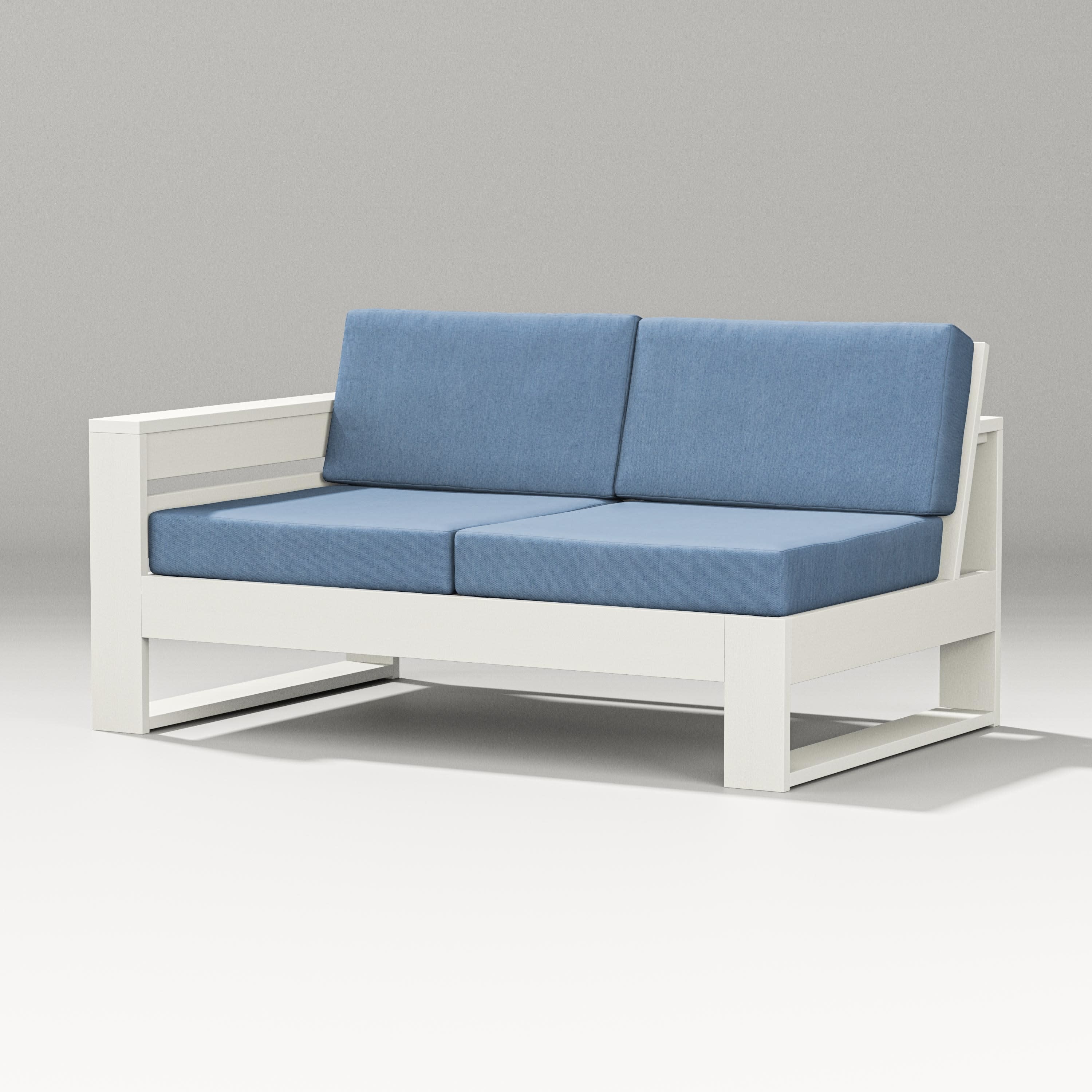 Latitude Modular Left Arm Loveseat in Vintage White / Sky Blue