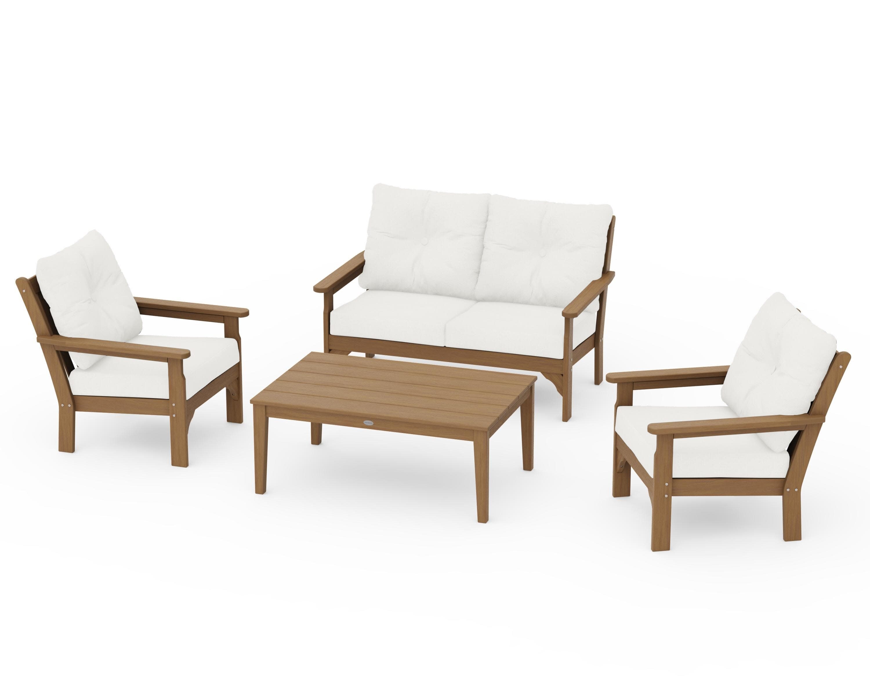 Vineyard 4-Piece Deep Seating Set in Natural / Natural Linen