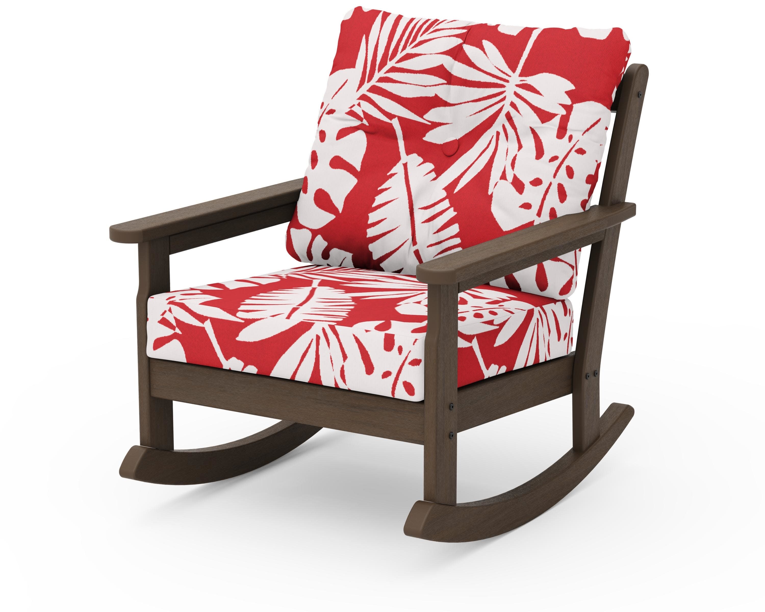 Vineyard Deep Seating Rocking Chair in Kona / Leaf Crimson