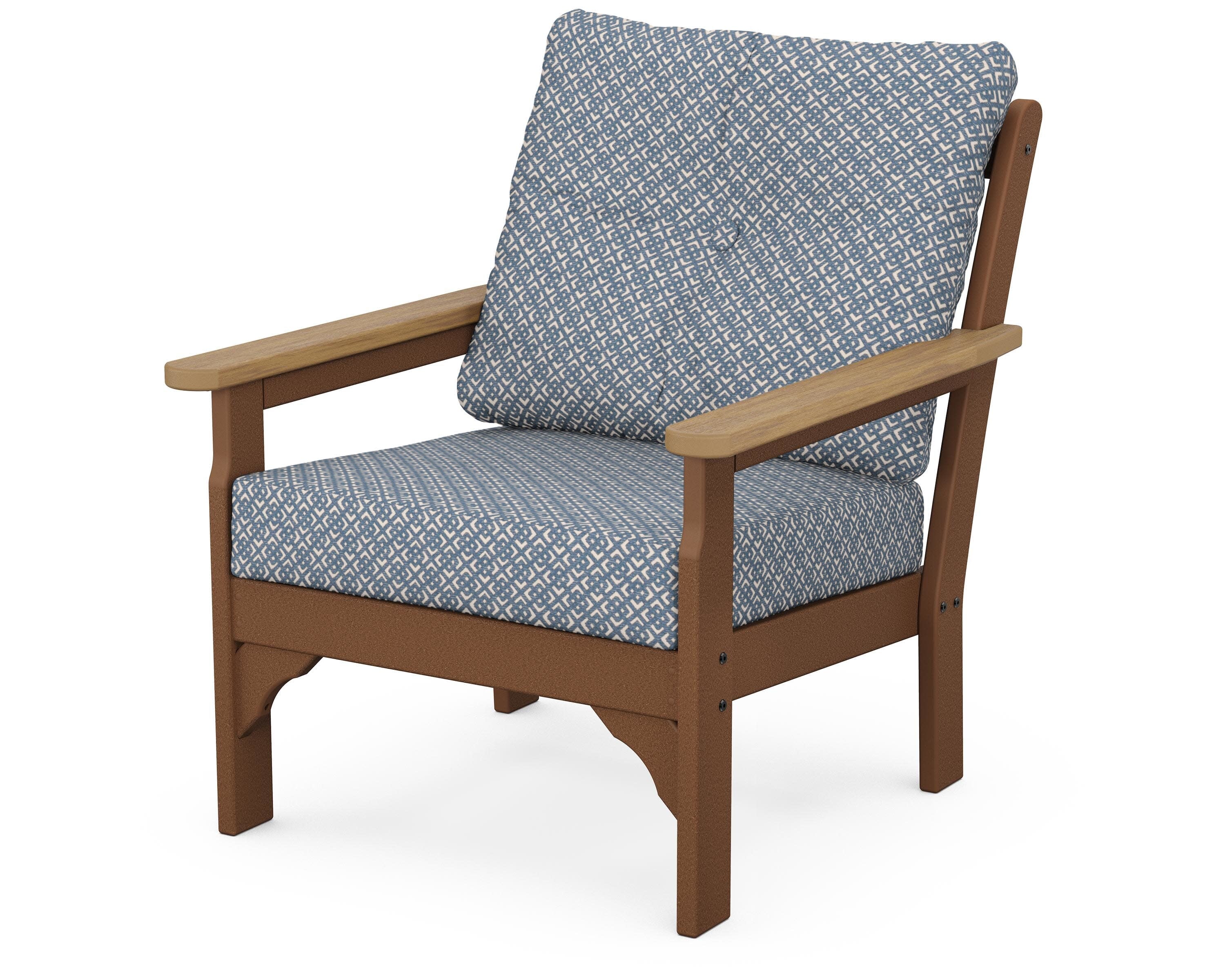 Vineyard Deep Seating Chair in Teak / Natural / Hopscotch