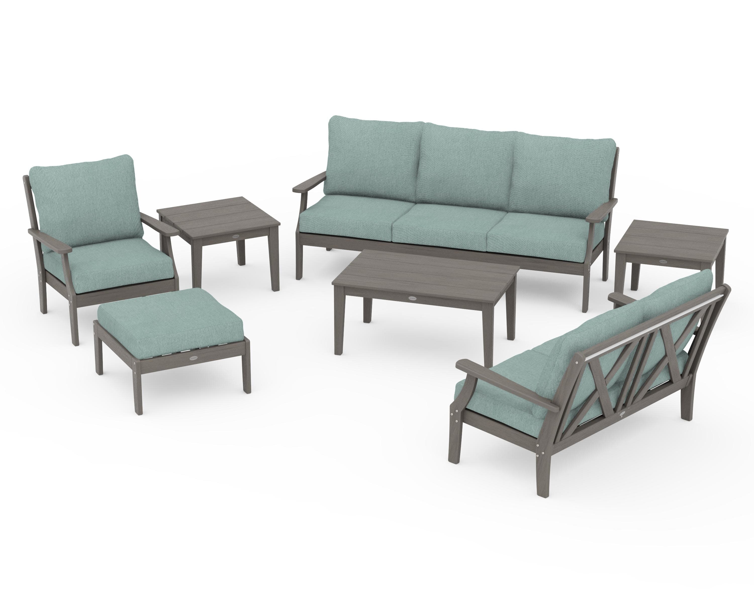 Braxton 7-Piece Deep Seating Set in Driftwood / Glacier Spa