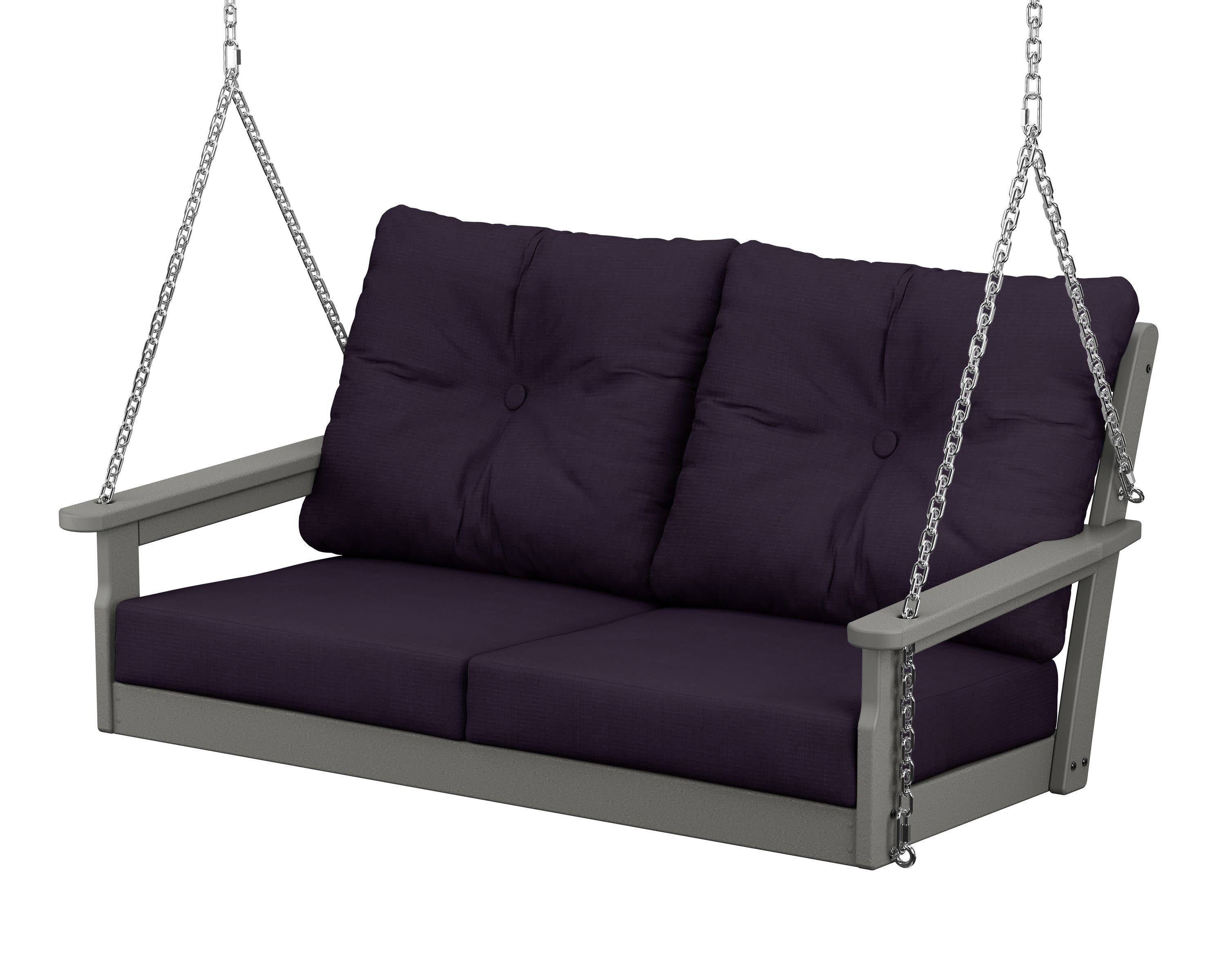 Vineyard Deep Seating Swing in Slate Grey / Navy Linen
