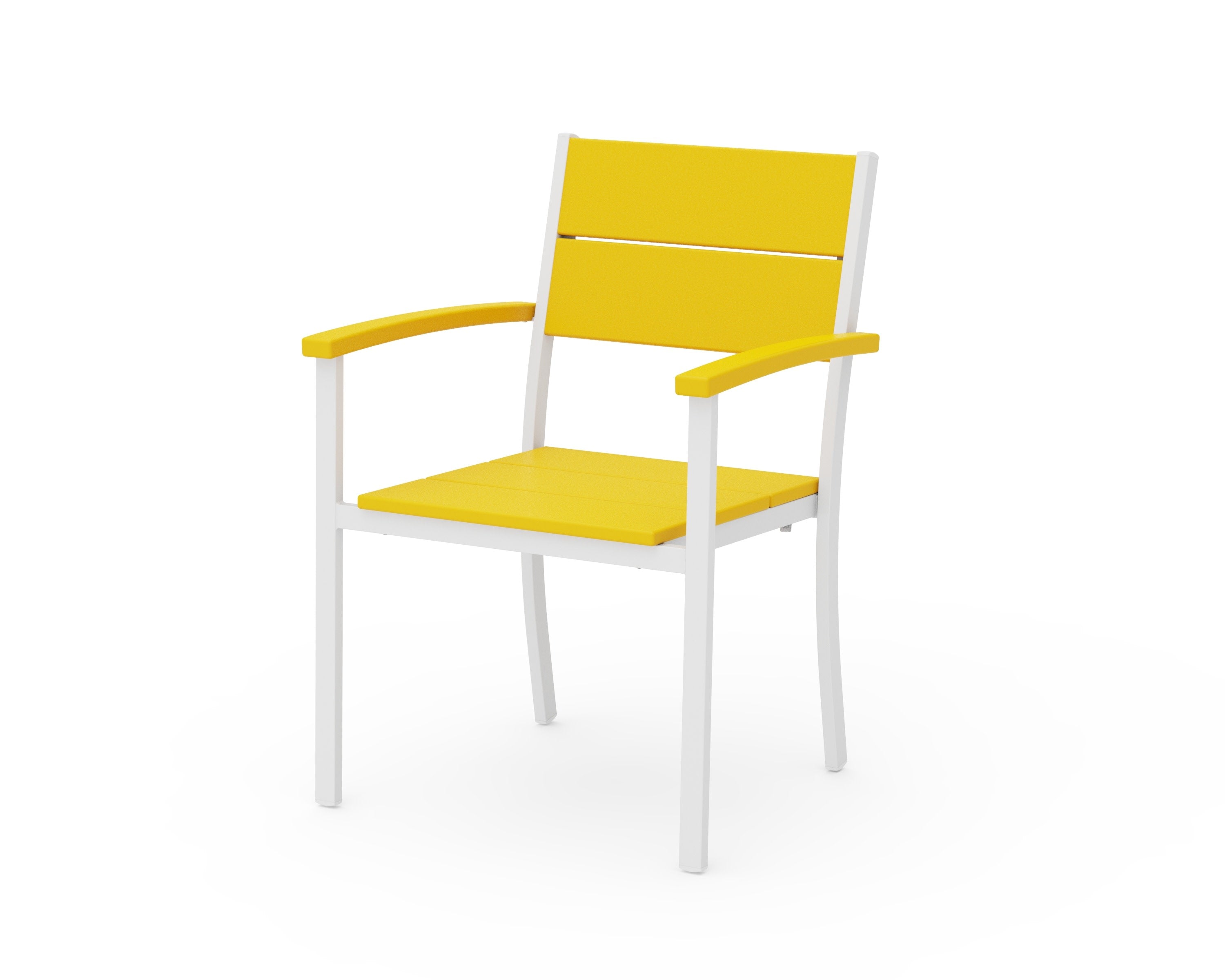 Main Street Stacking Dining Arm Chair in White / Lemon