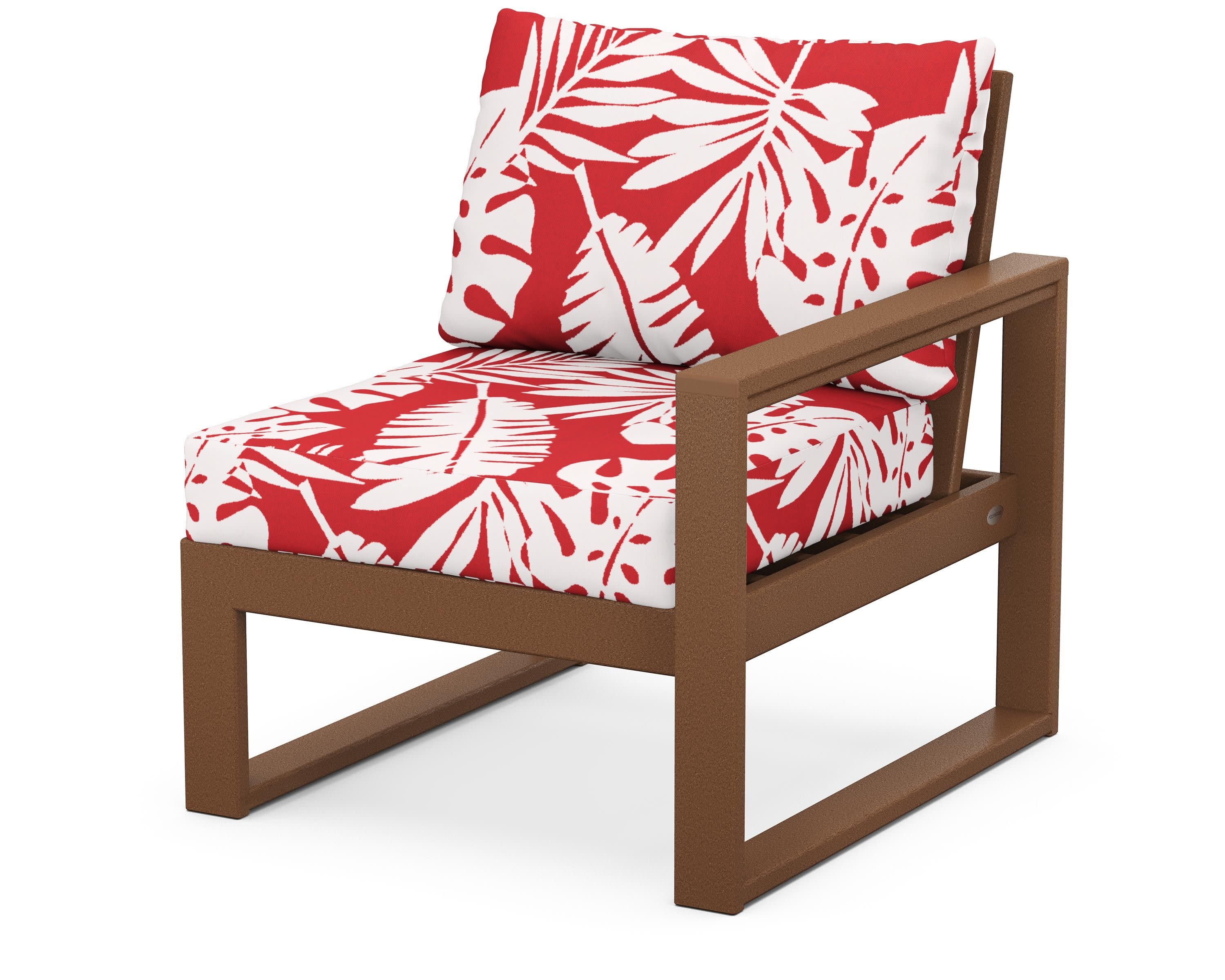 EDGE Modular Right Arm Chair in Teak / Leaf Crimson