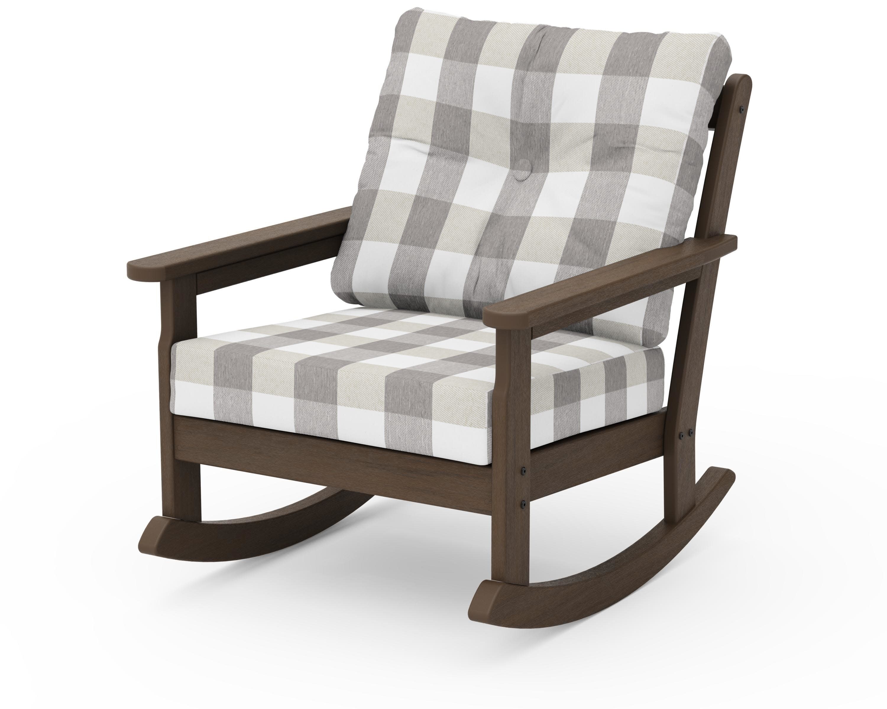 Vineyard Deep Seating Rocking Chair in Kona / Buffalo Plaid Grey Mist