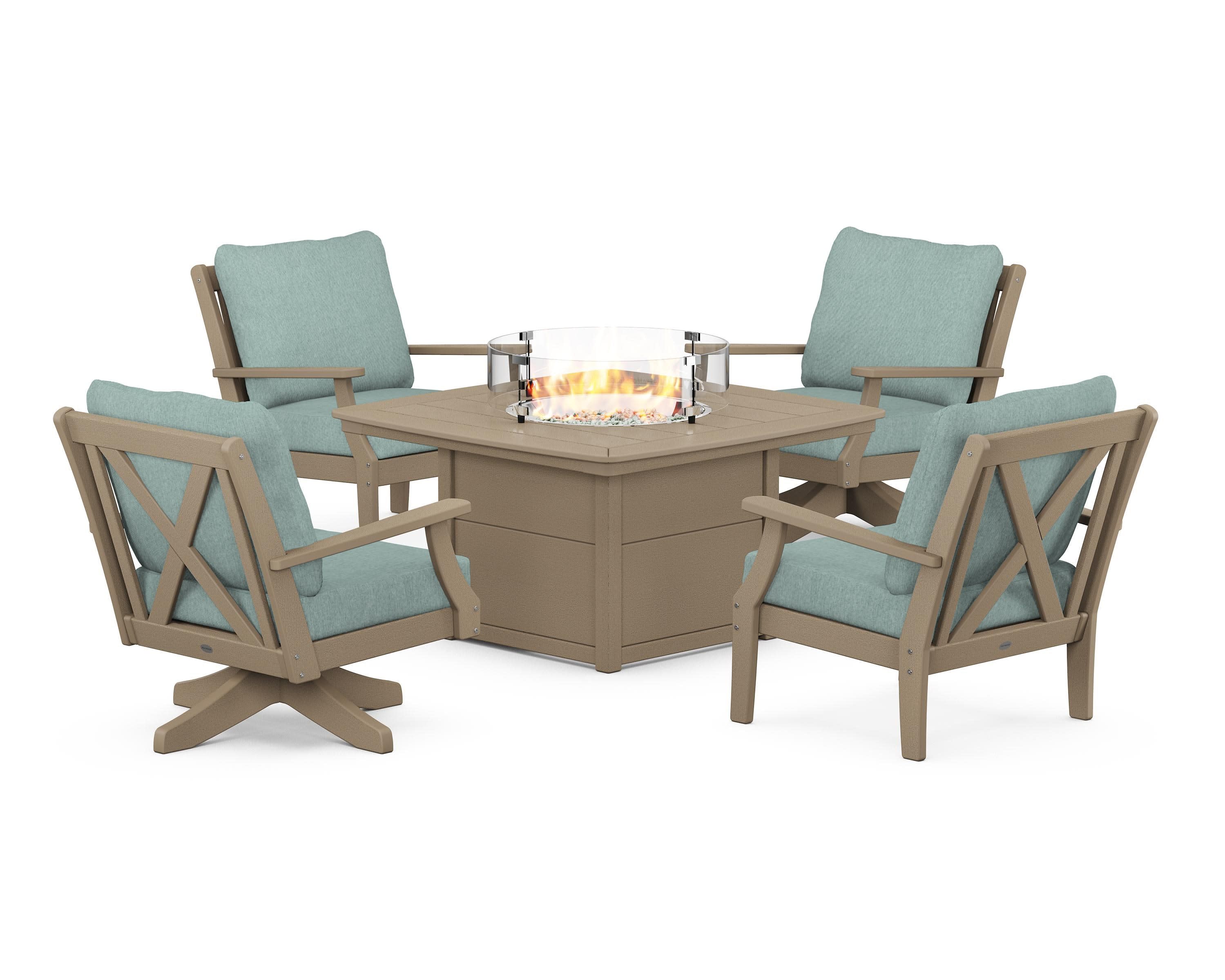 Braxton 5-Piece Deep Seating Set with Fire Table in Vintage Sahara / Glacier Spa