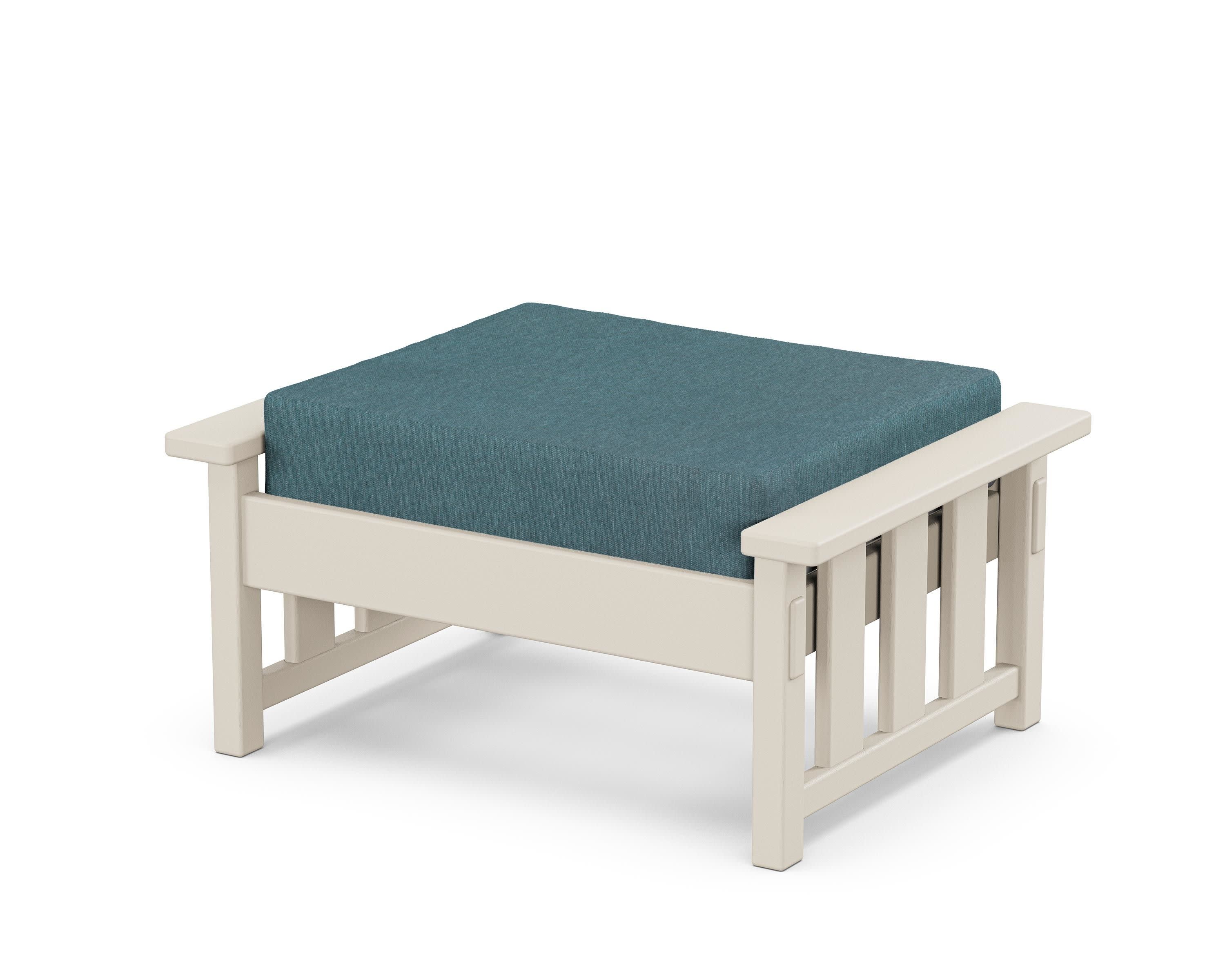 Acadia Deep Seating Ottoman in Sand / Ocean Teal