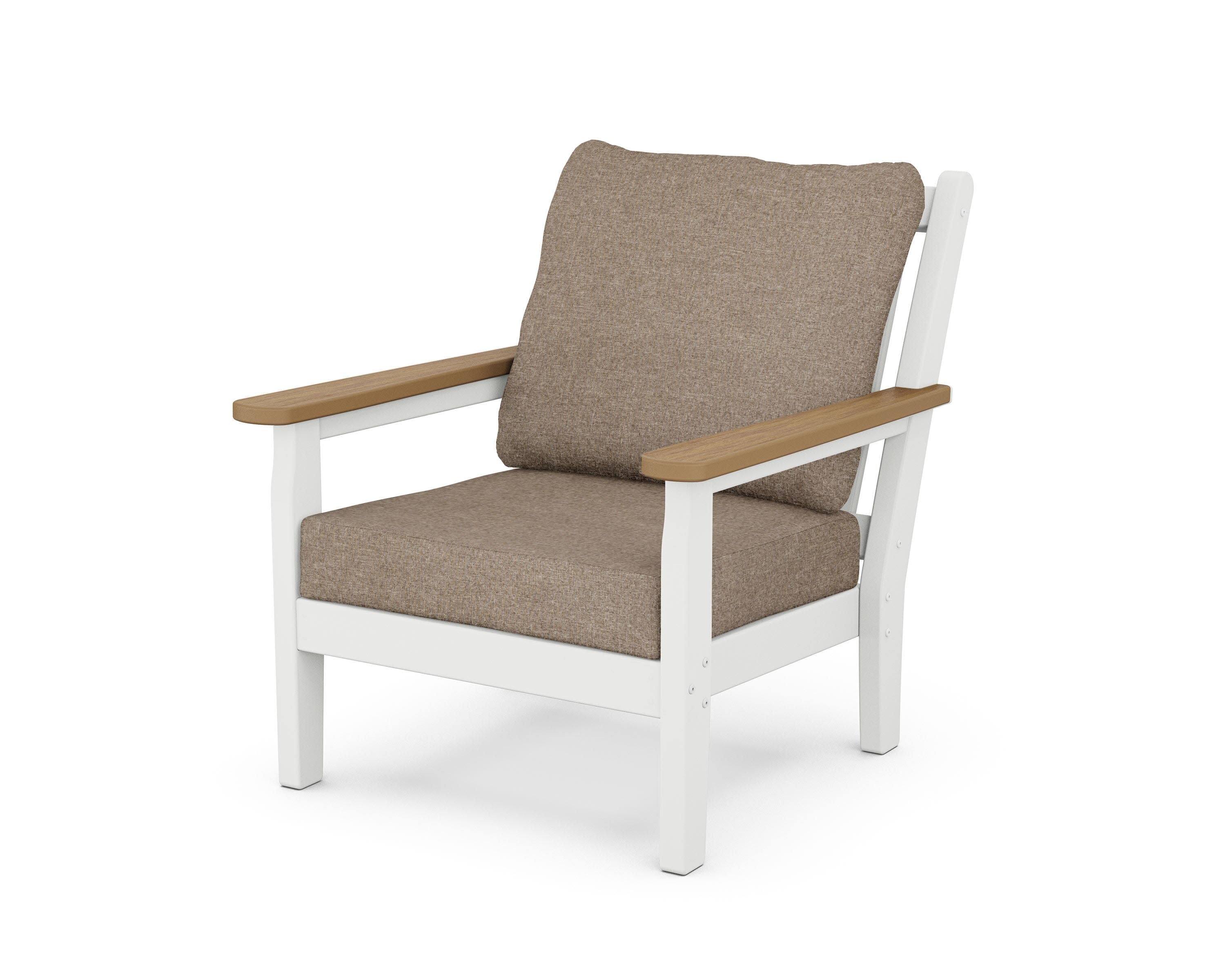 Chippendale Deep Seating Chair in White / Natural / Spiced Burlap