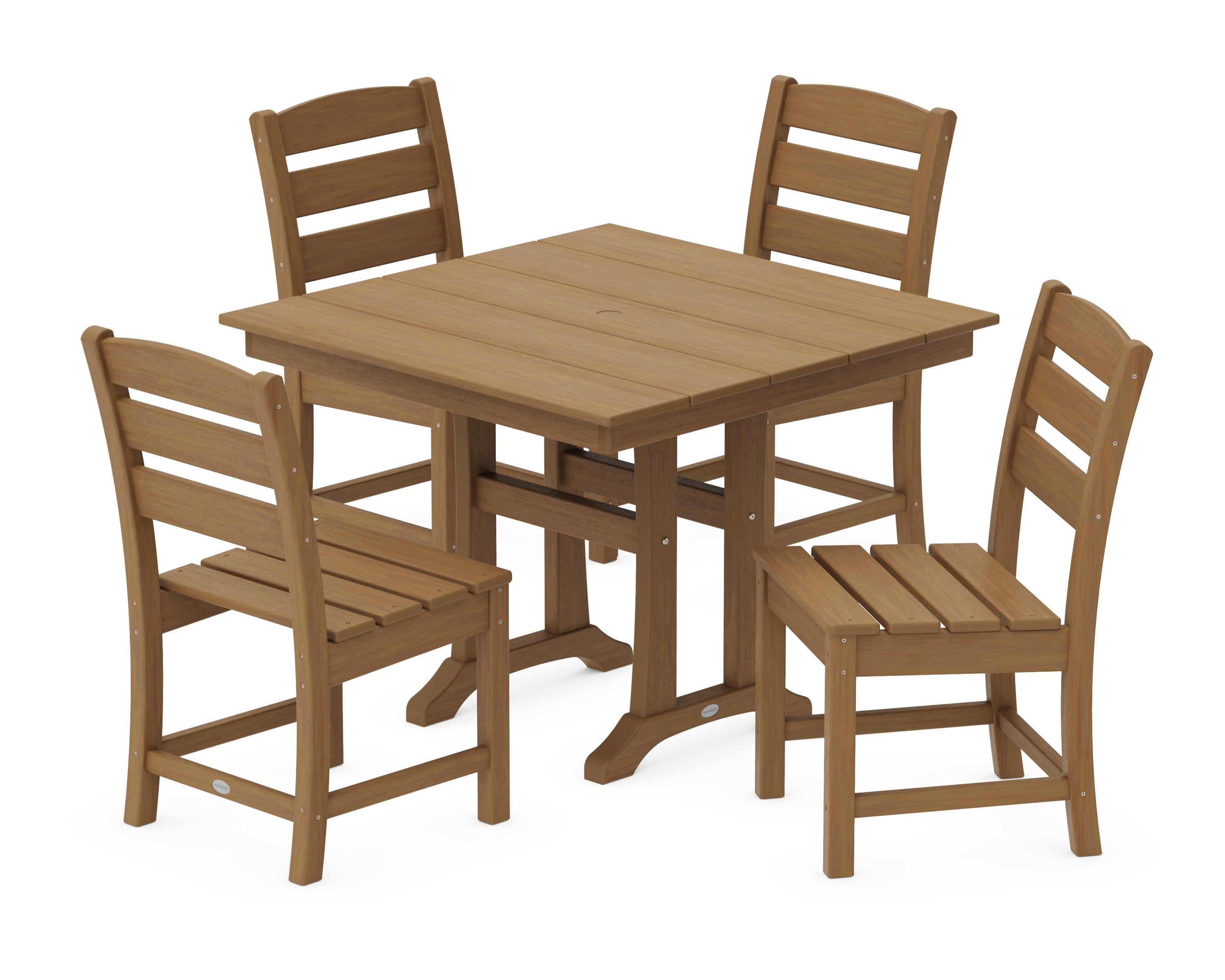 Lakeside 5-Piece Farmhouse Trestle Side Chair Dining Set in Natural