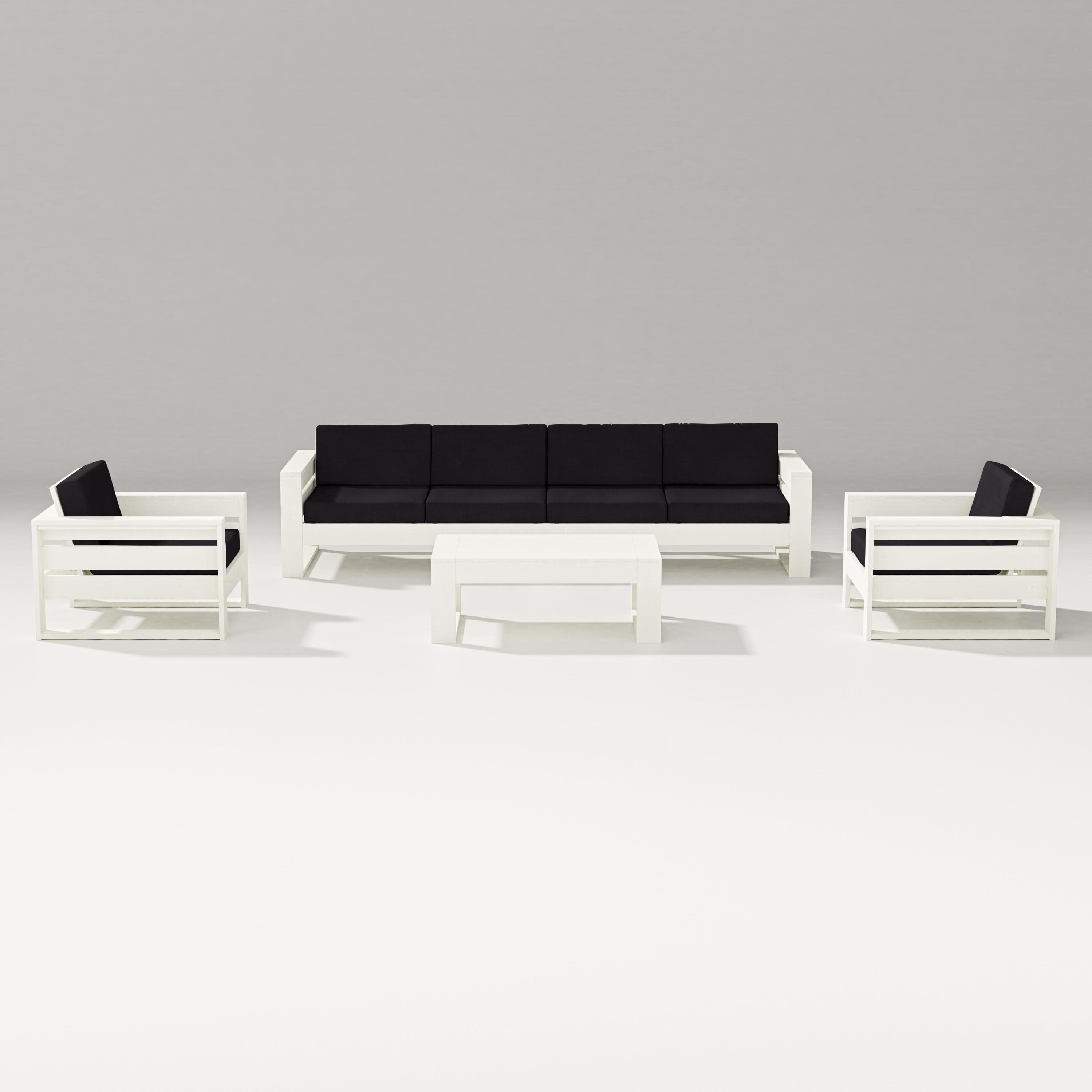 Latitude 5-Piece Lounge Sofa Set in Vintage White / Midnight Linen