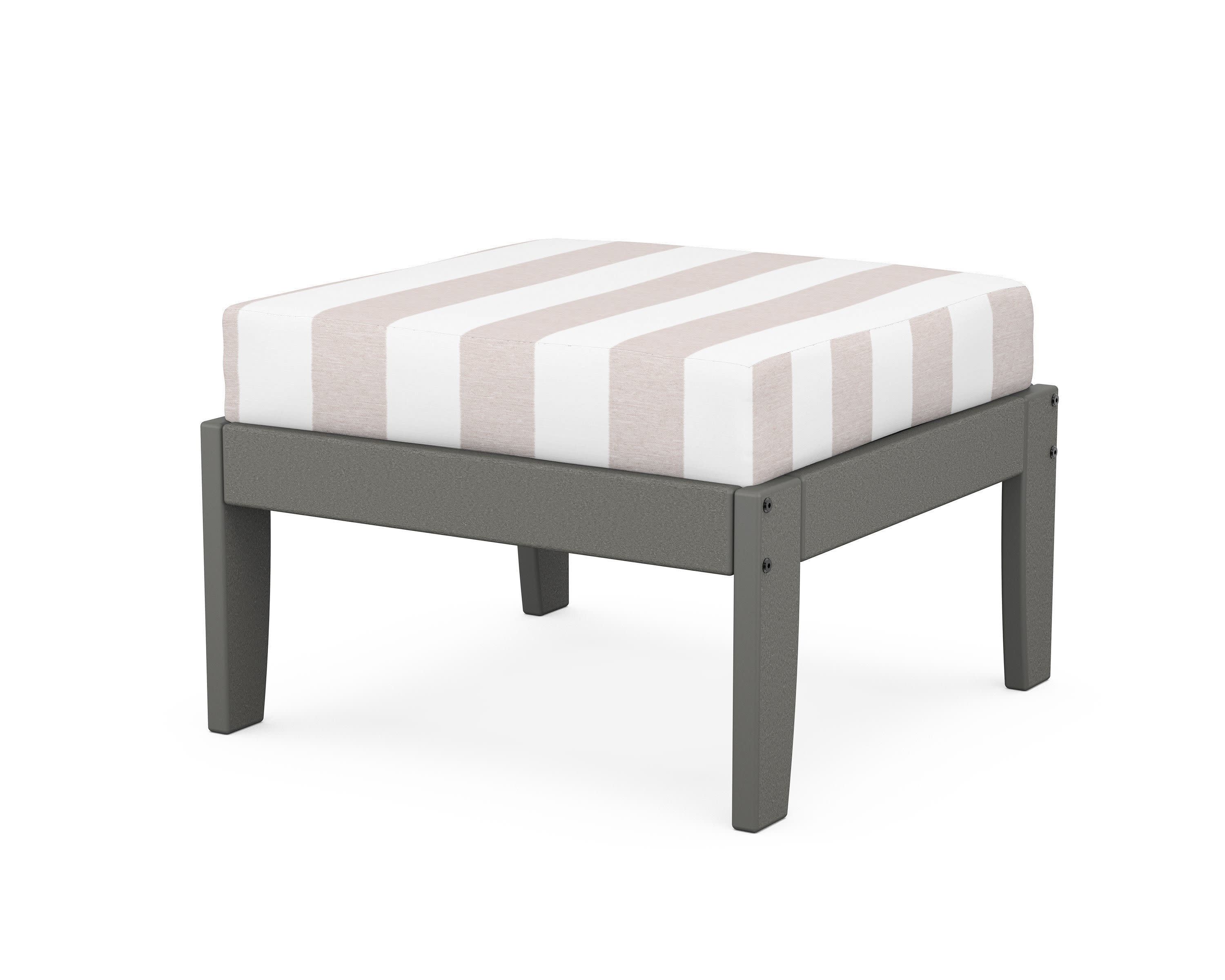 Modular Ottoman - Classic in Slate Grey / Cabana Stripe Dune Burlap
