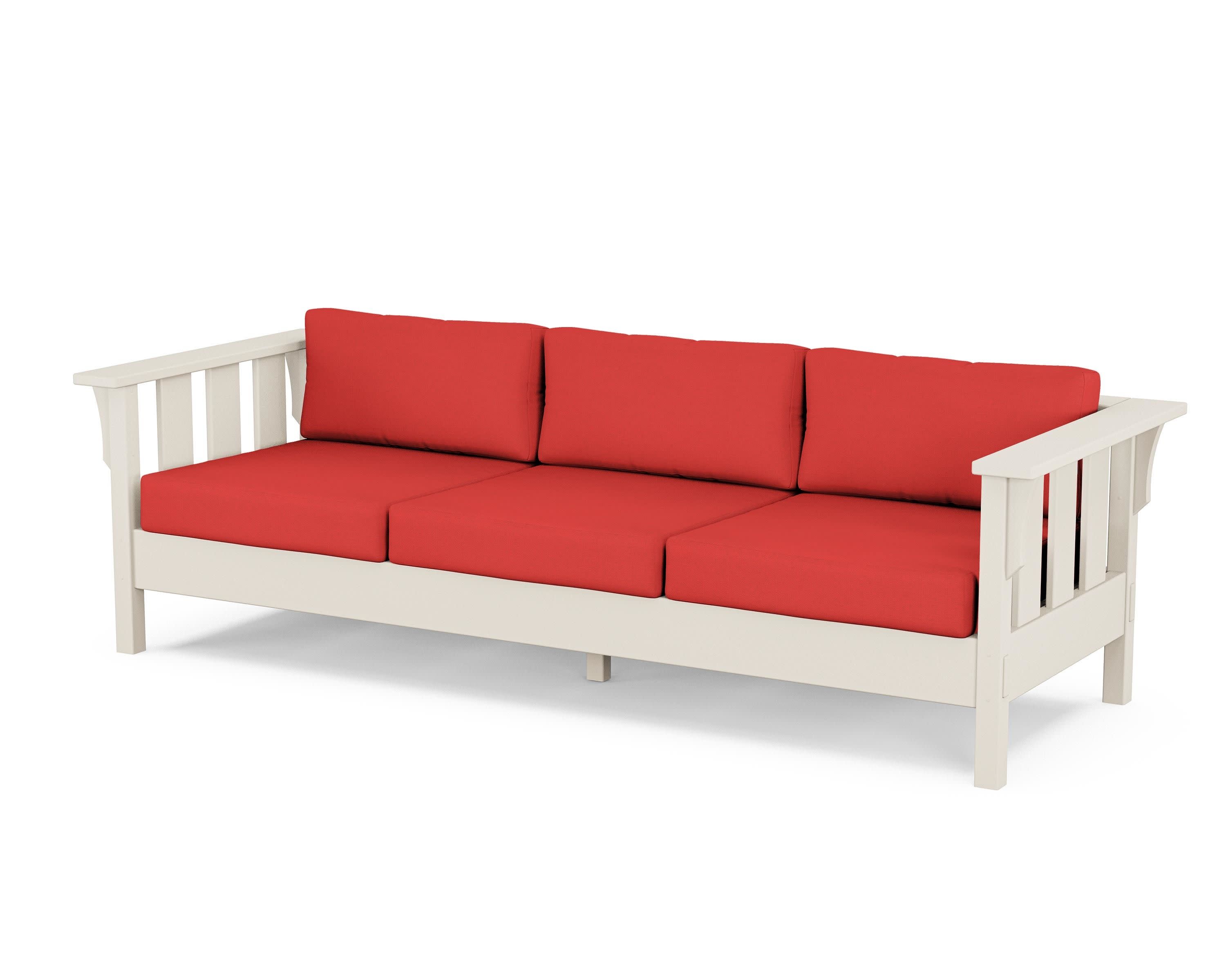 Acadia Deep Seating Sofa in Sand / Crimson Linen