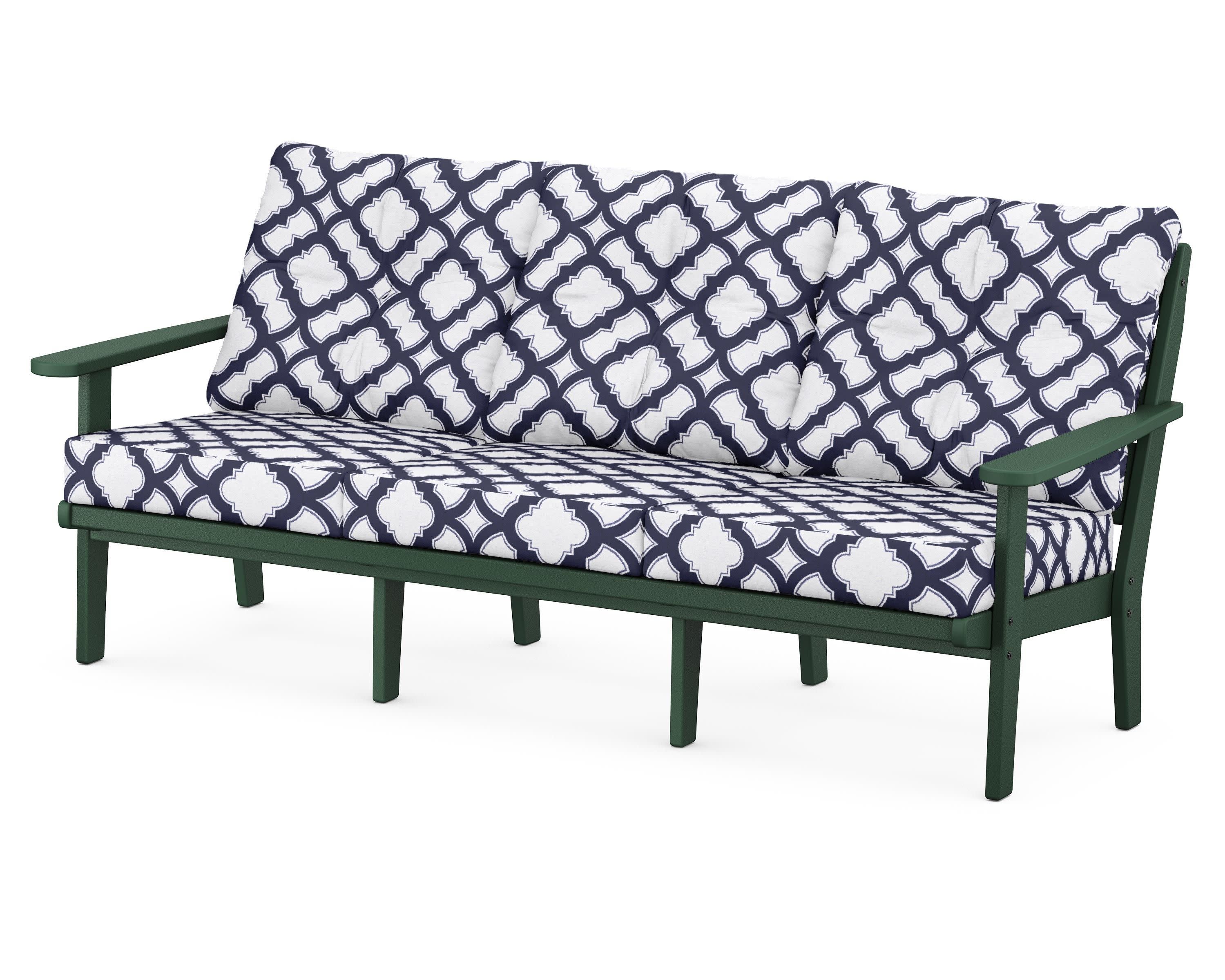 Lakeside Deep Seating Sofa in Green / Trellis Navy